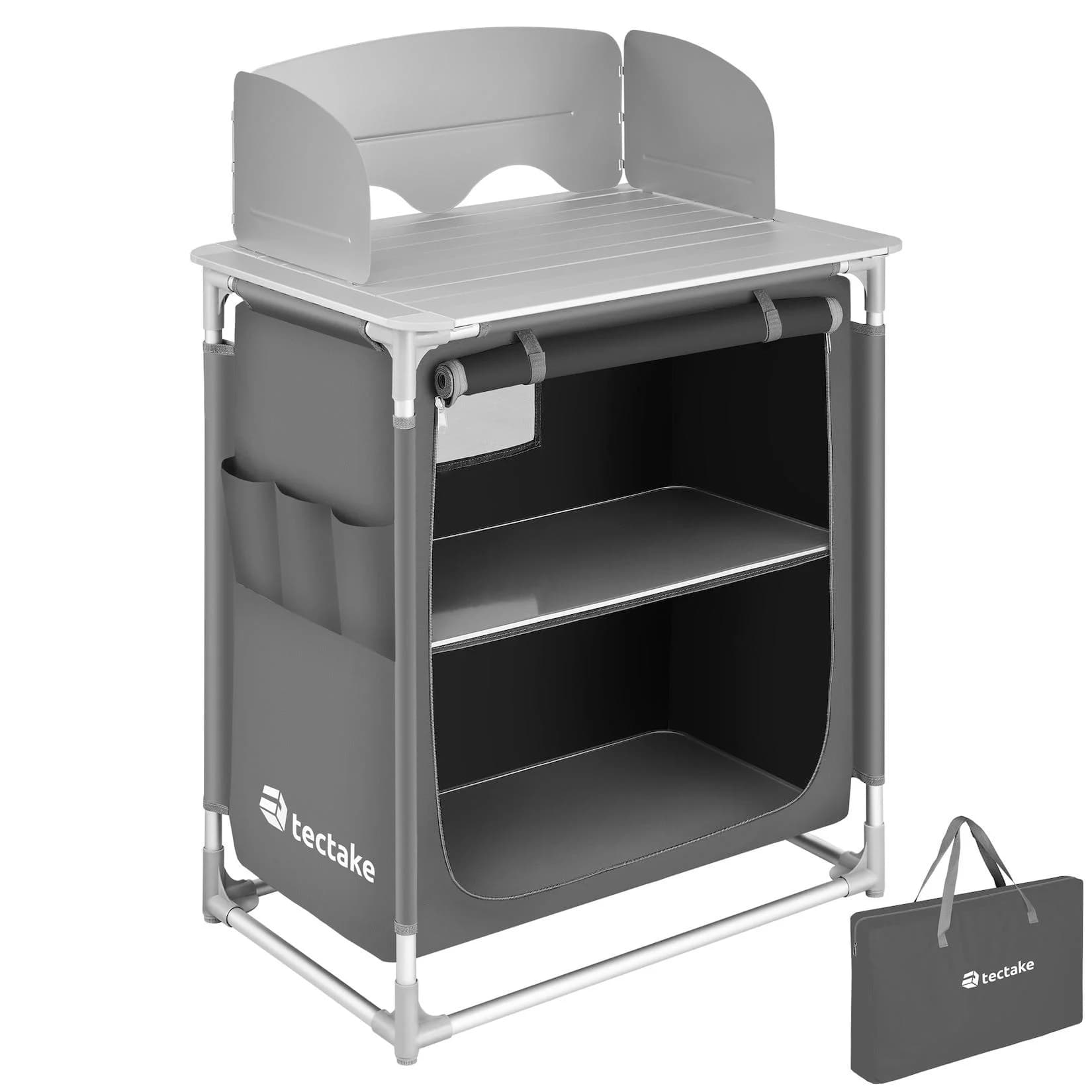 TECTAKE Campingküche Premium mit Aluminiumgestell und 2 Fächern