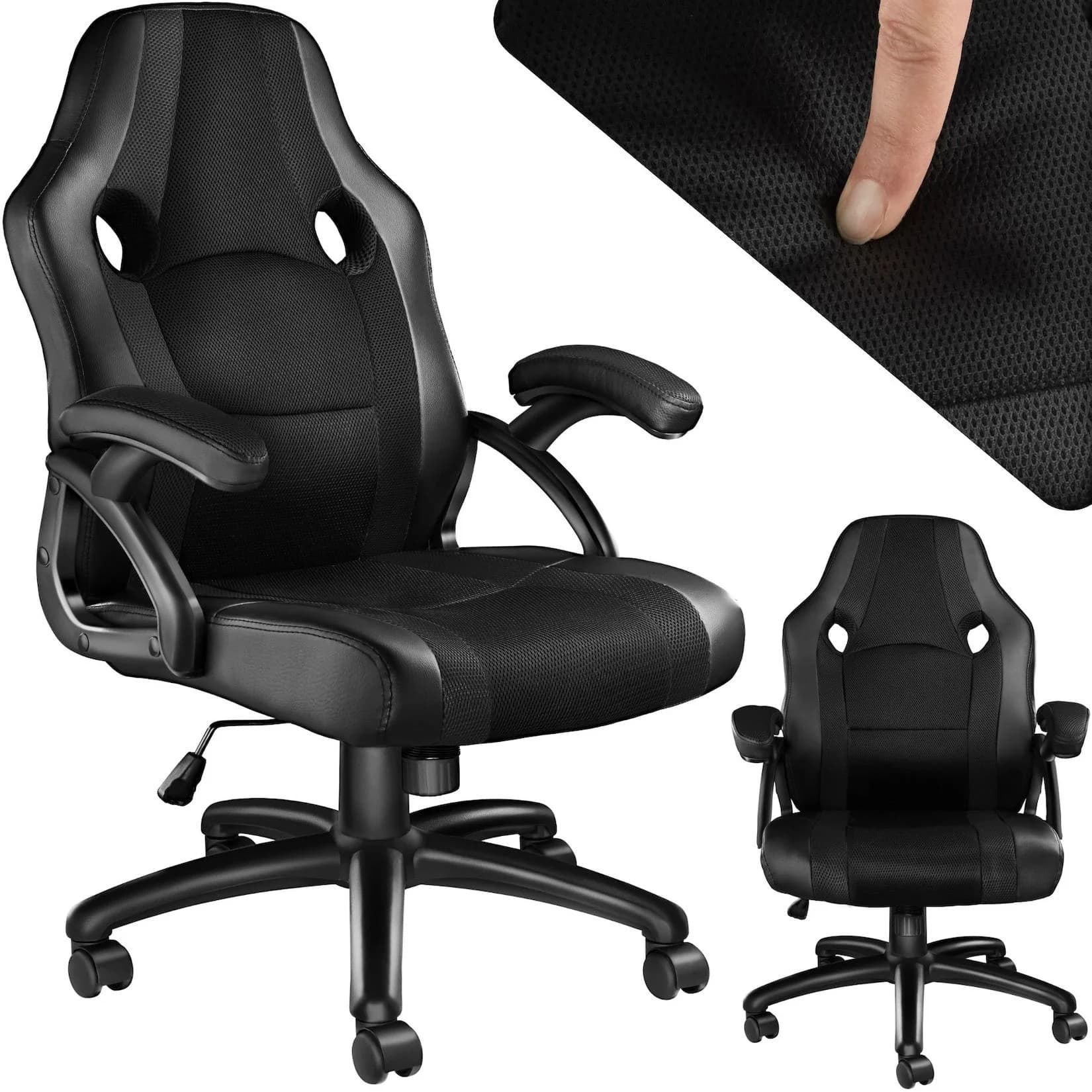 tectake Gaming-Stuhl Bürostuhl Schwarz Racing-Design