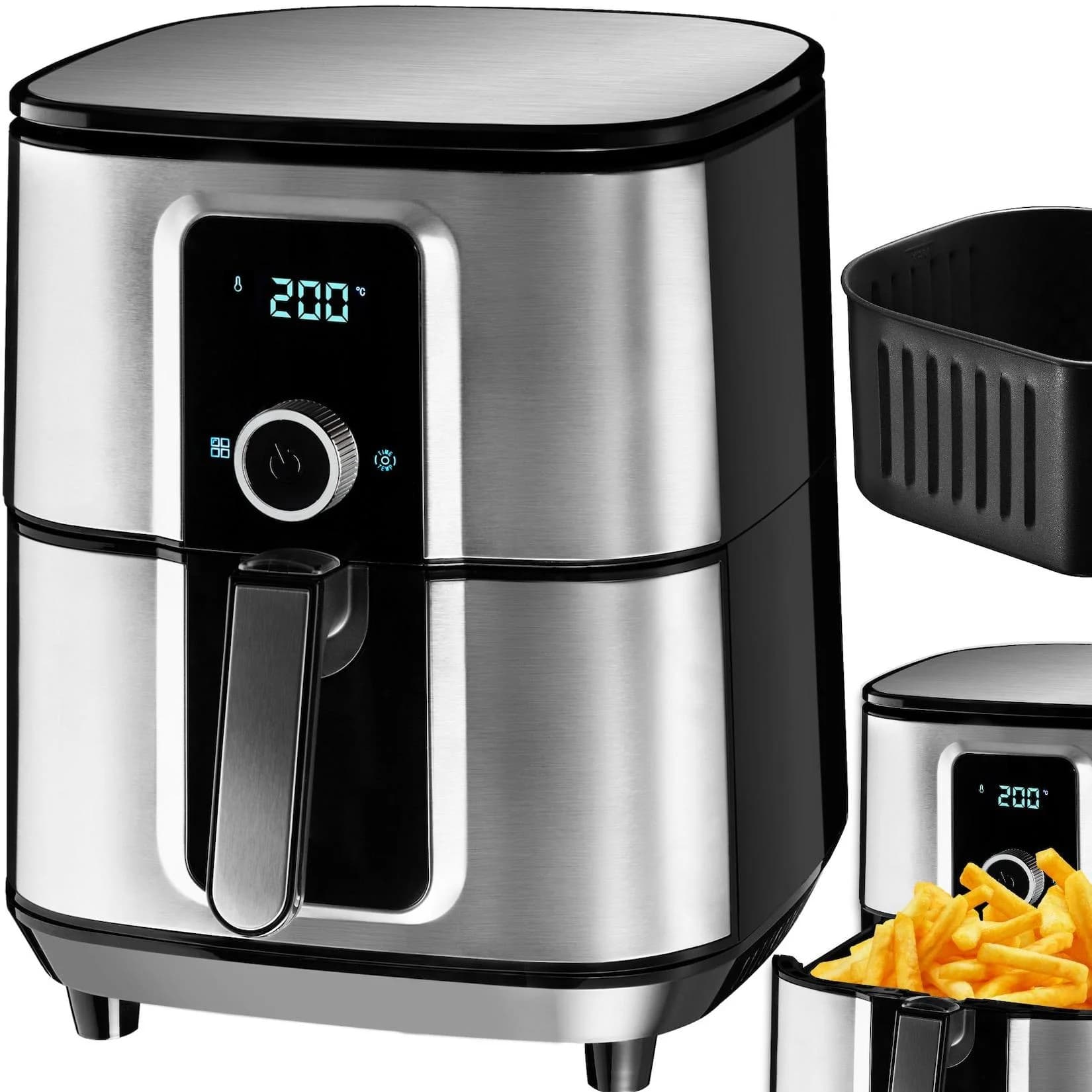 TecTake Heißluftfritteuse 10,2 l 1800 W Timer und Temperatursteuerung SGS-Zertifikat inklusive Rezeptheft
