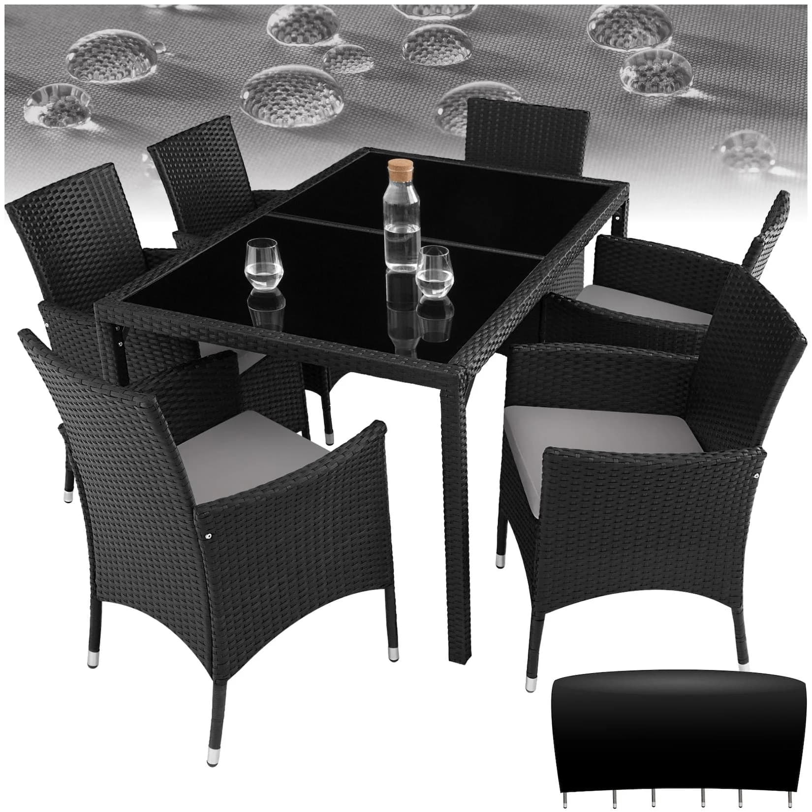 TecTake Rattan Sitzgruppe für 6 Personen UV-beständig