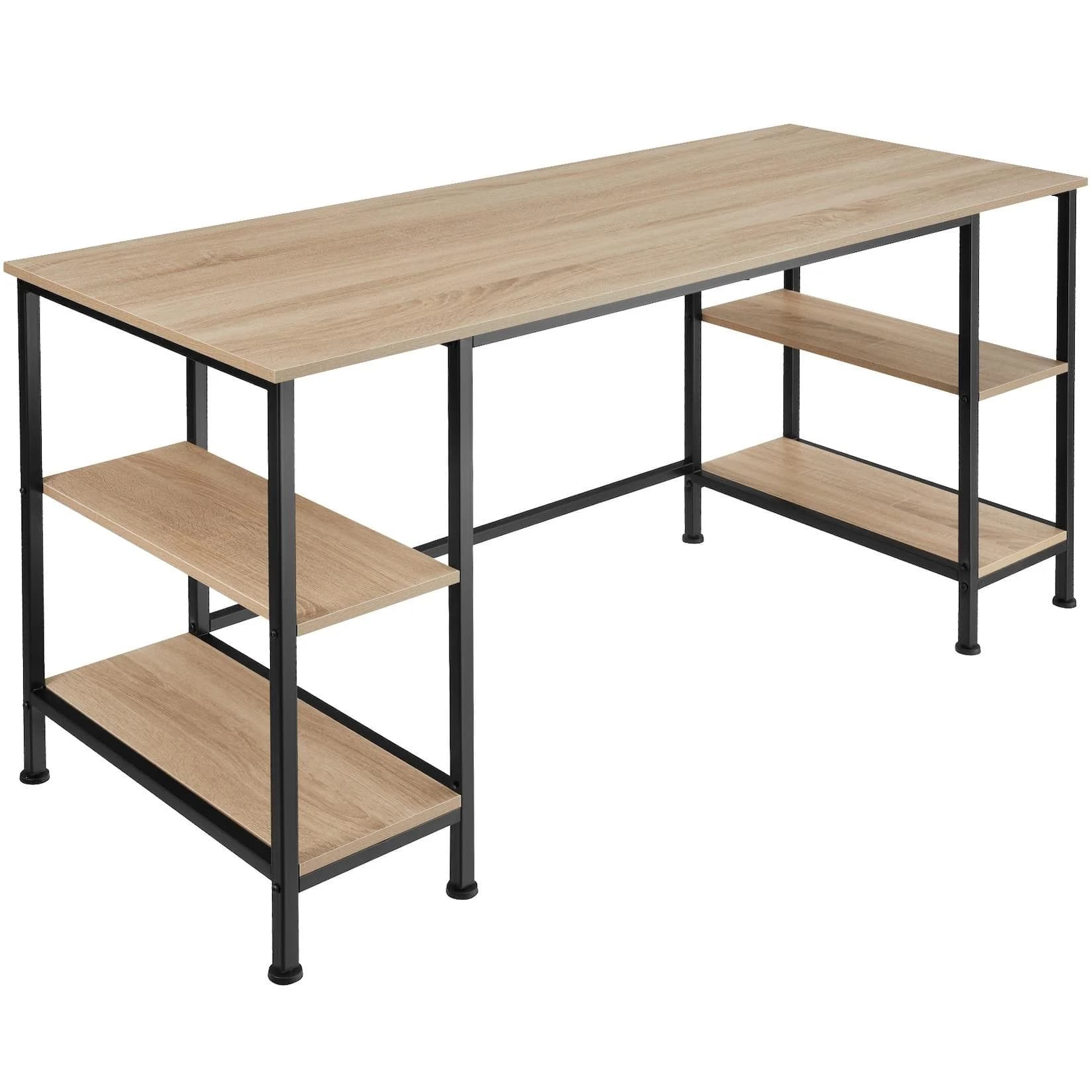 TecTake Computer-Schreibtisch Industrial Style mit 2 Seitenregalen