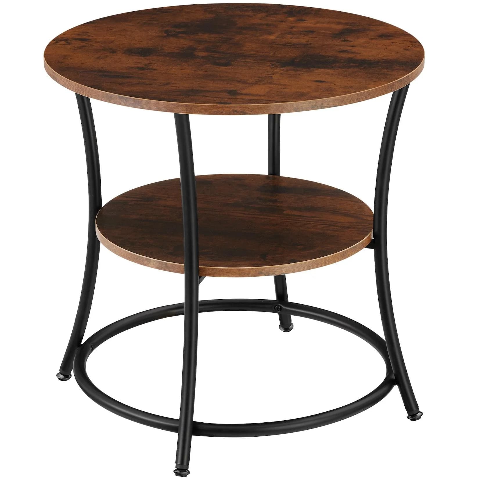 tectake® Beistelltisch Industrial Style Rund mit 2 Ablagen