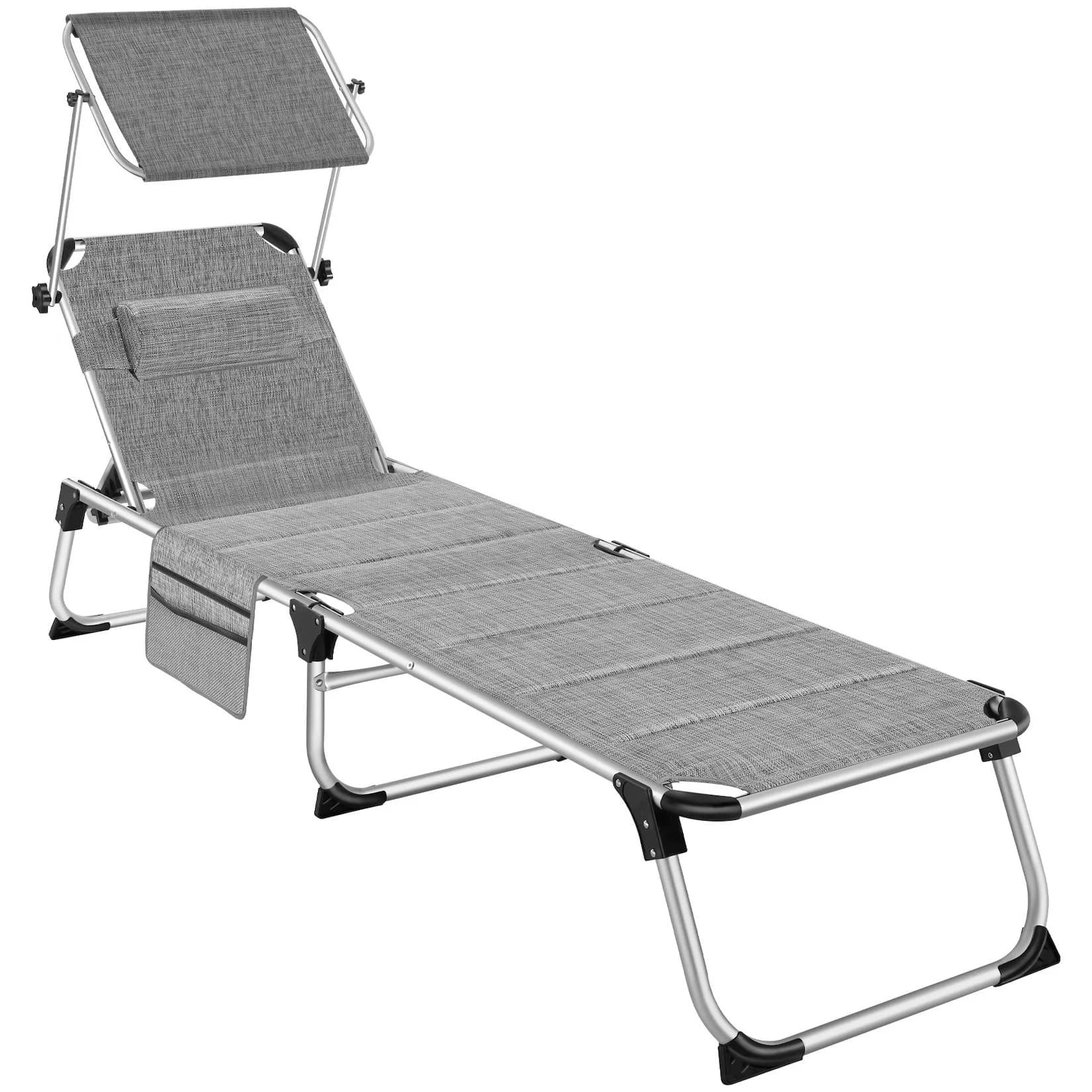 tectake Aluminium Sonnenliege Lorella mit verstellbarer Rückenlehne und Kissen