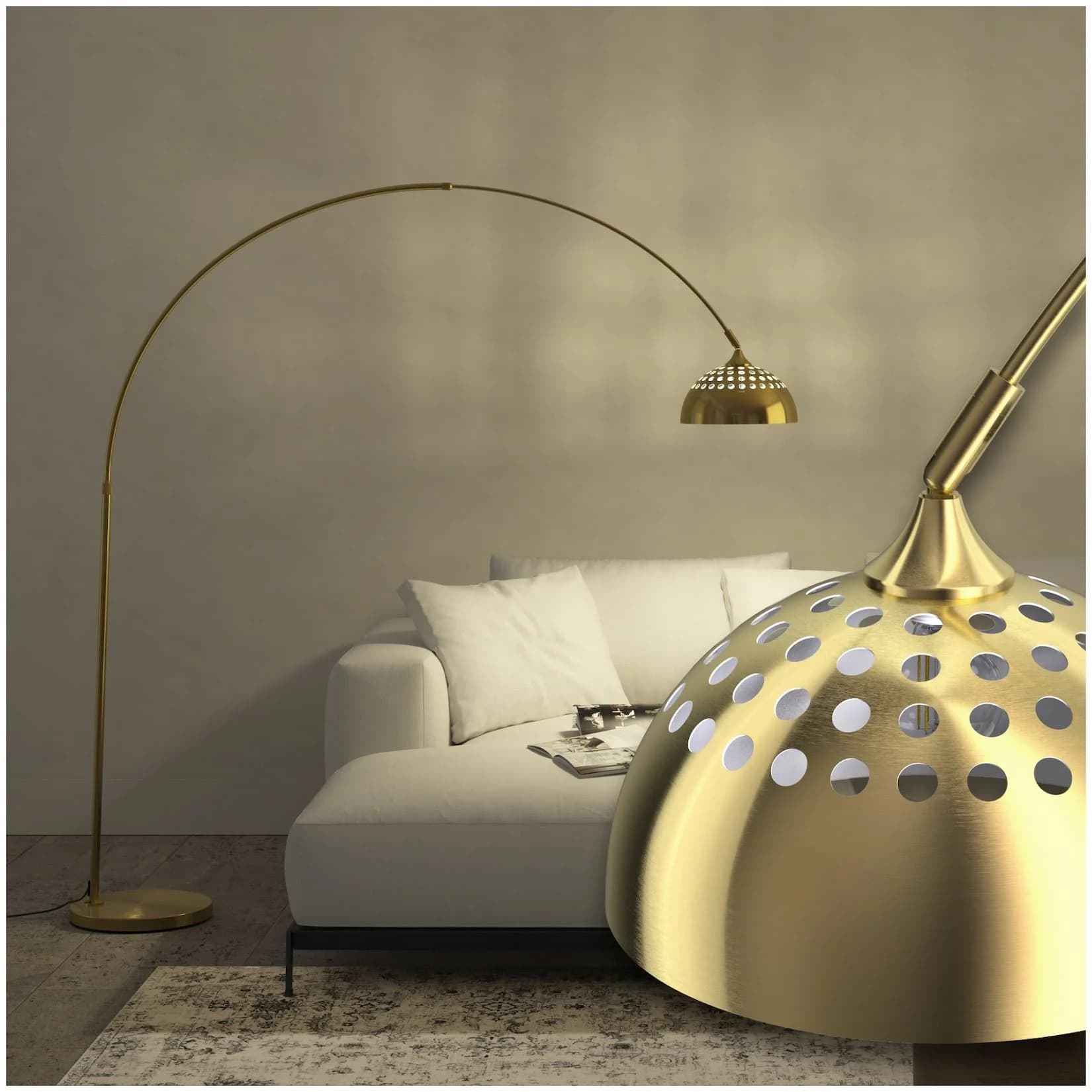 tectake Bogenleuchte Arcus Gold Verstellbar Retro Design