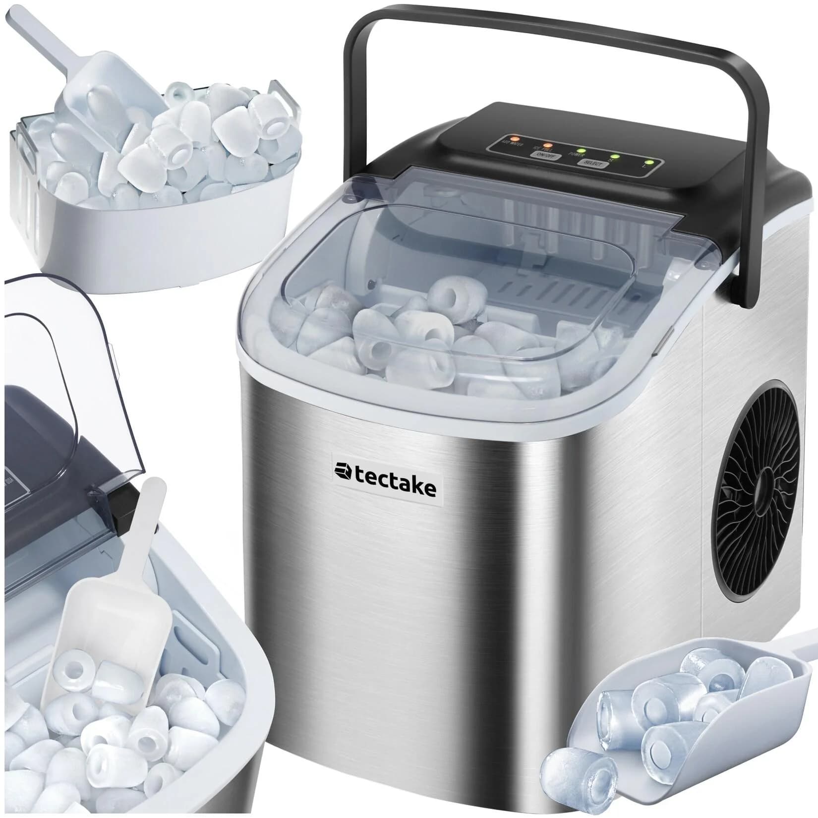 TecTake Eiswürfelmaschine 1,2 l Wassertank 2 Eiswürfelgrößen