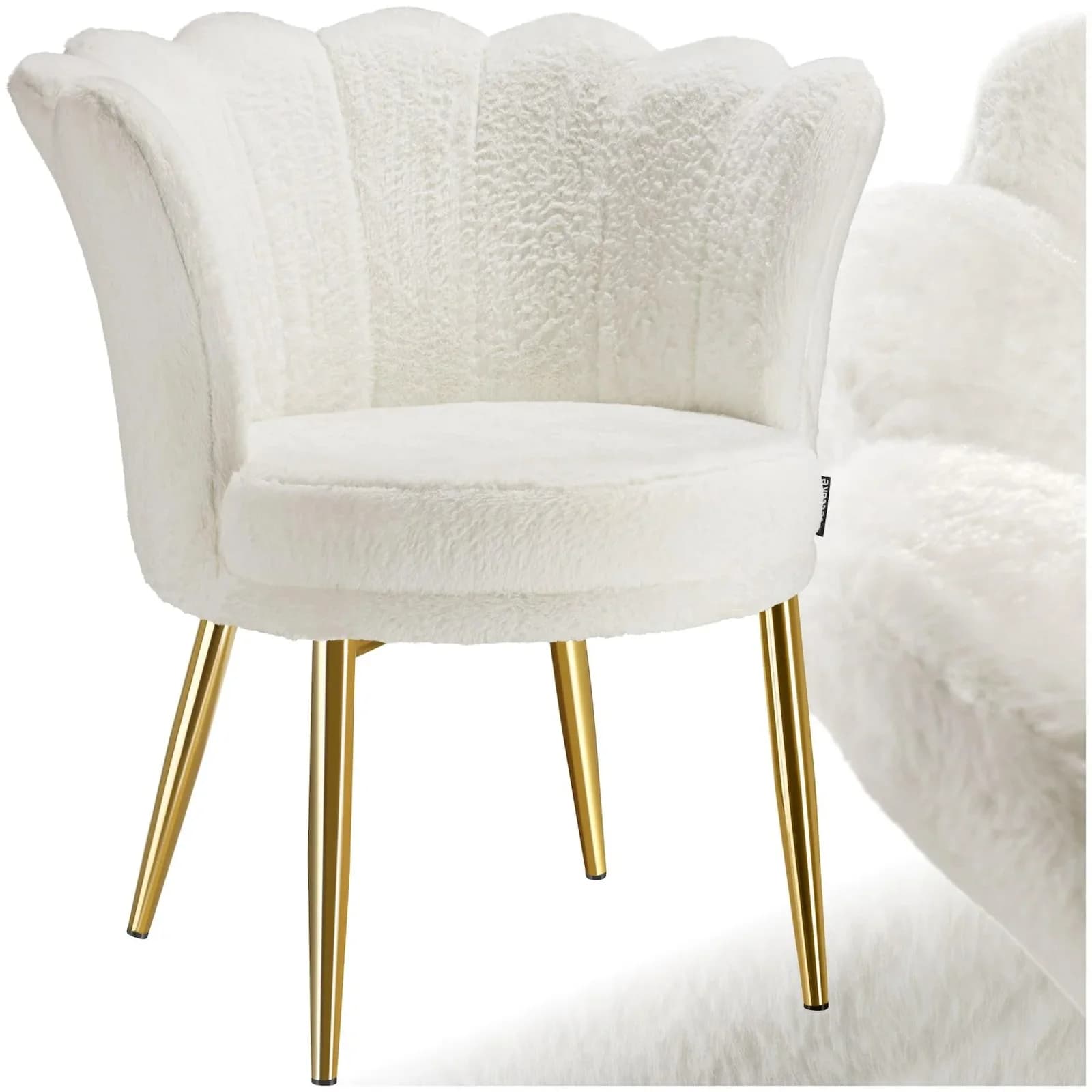 tectake Sessel Stella Kunstfell Creme Gold Dicke Polsterung