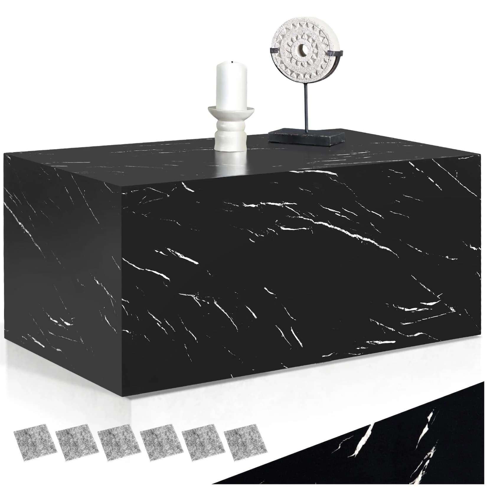 tectake Couchtisch Lesley Minimalistisch Marmoroptik Weiß/Grau