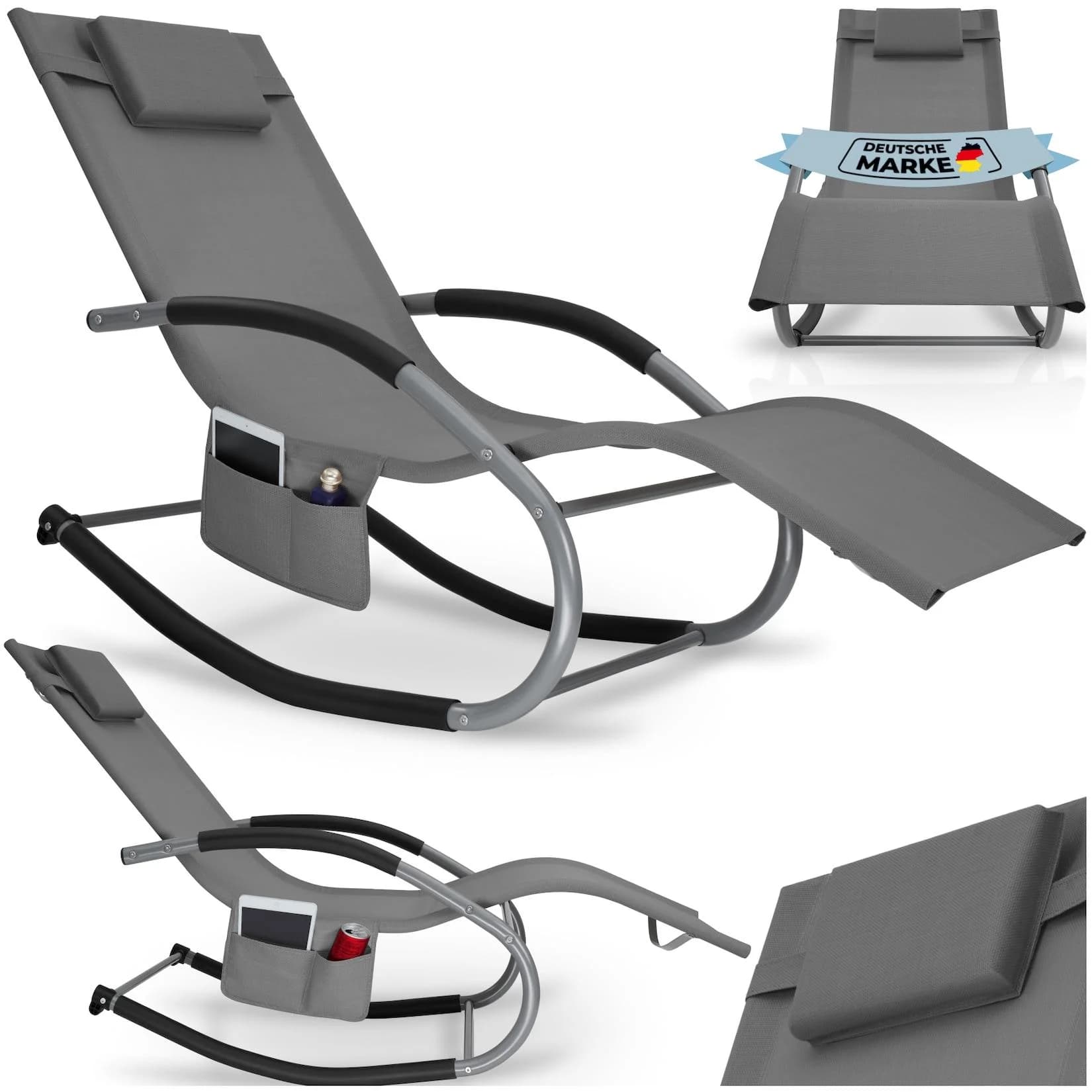 tectake Gartenliege Taya Grau Ergonomisch Mit Kissen