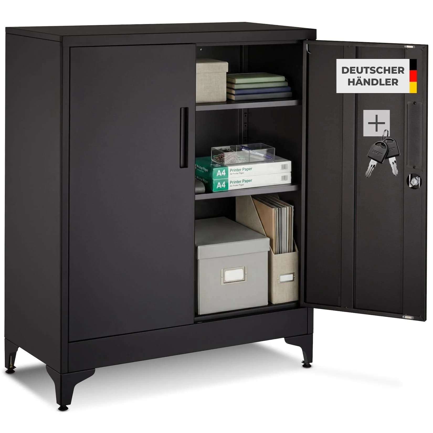 TecTake Aktenschrank mit verstellbaren Böden und Kippschutz