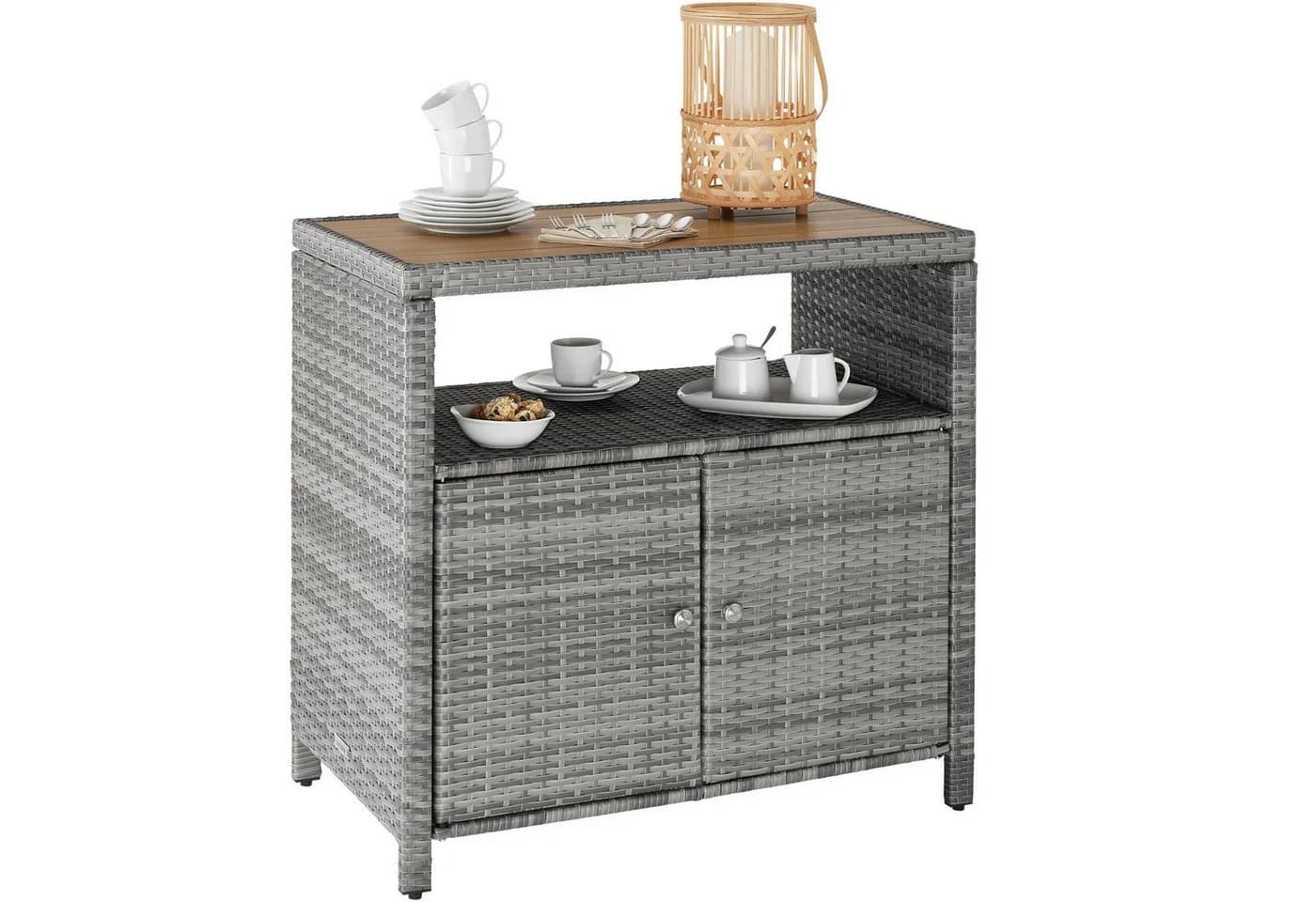 TECTAKE Gartenschrank Monscia WPC-Polyrattan Grau Wetterfest