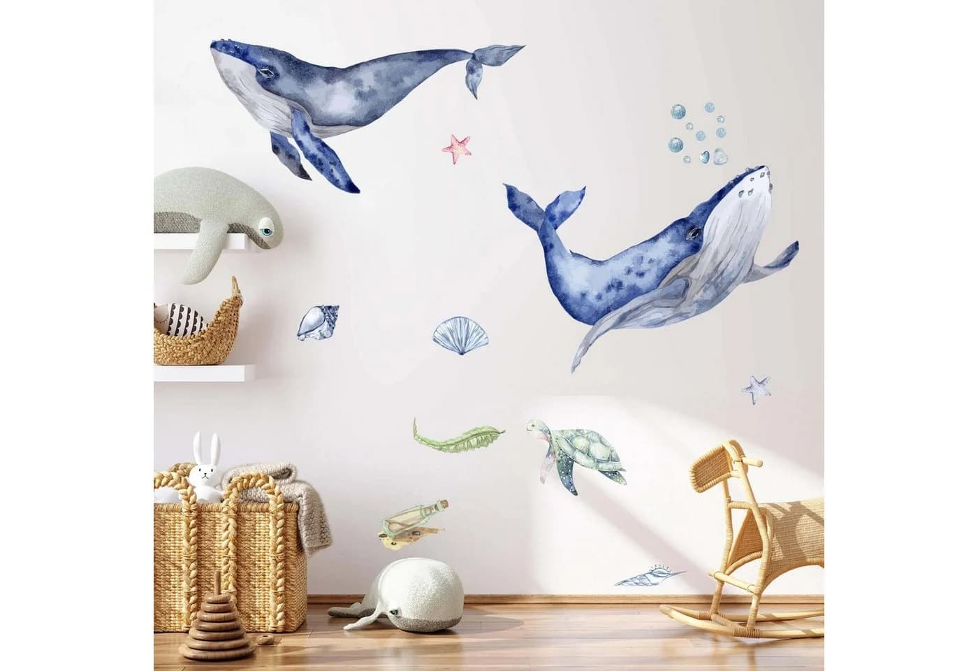 WANDKIND Wandtattoo Wal Set V230 Seesterne Schildkröte rückstandslos ablösbar