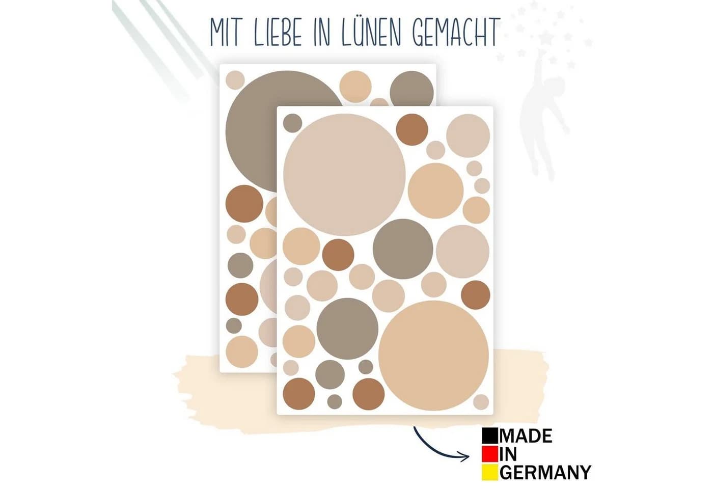 WANDKIND Wandsticker Kreis Set 60 Stück V336 Beige/Braun