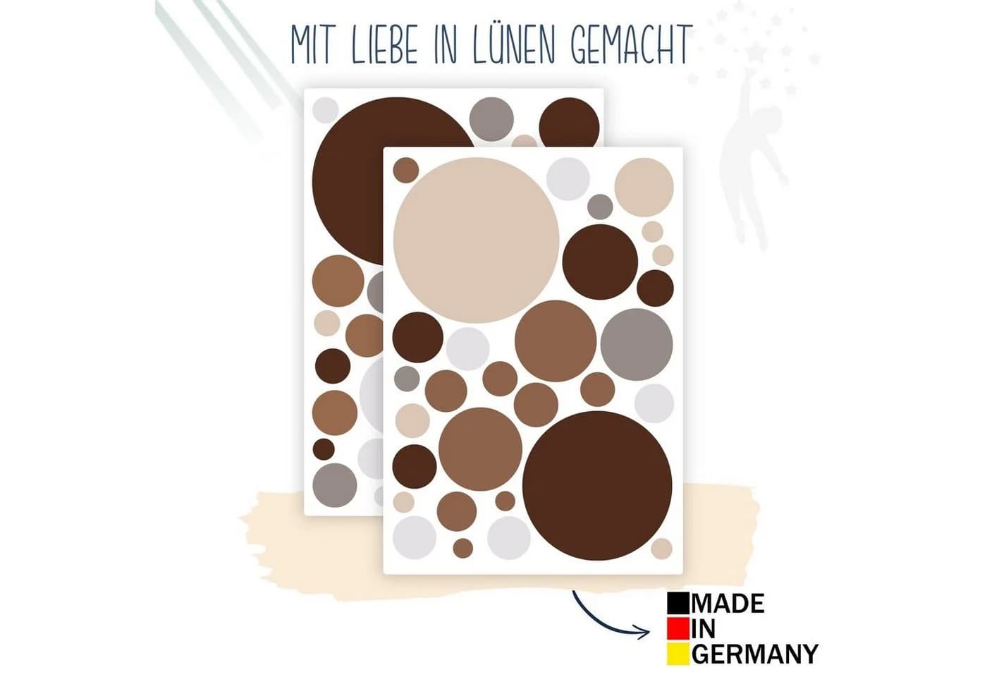 WANDKIND Wandsticker Kreis Set Braun 60 Stück