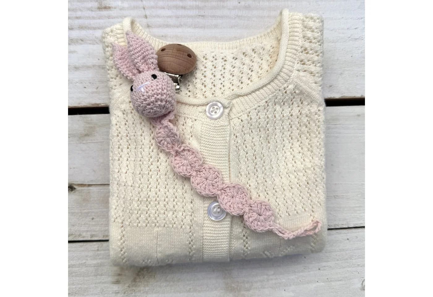 Zayno Schnullerkette Hasi Rosa Handgefertigt