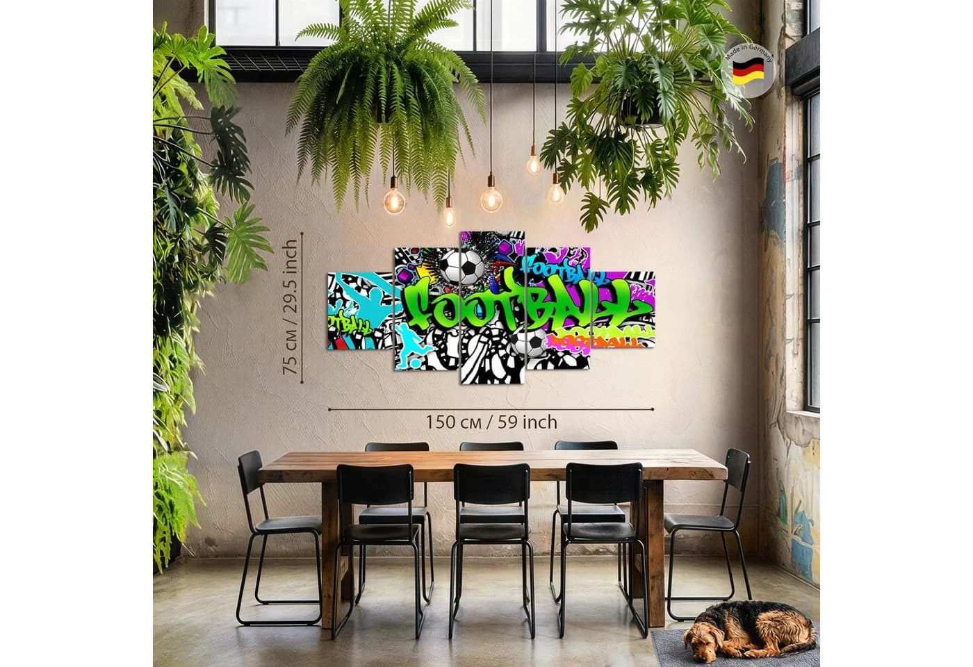 Runa Art Wandbild Loft Fußball Graffiti Street Art Vlies Leinwand