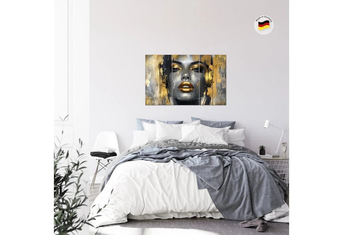 Runa Art Wandbild 3er Set Fashion Frau Lippen 120x80 cm