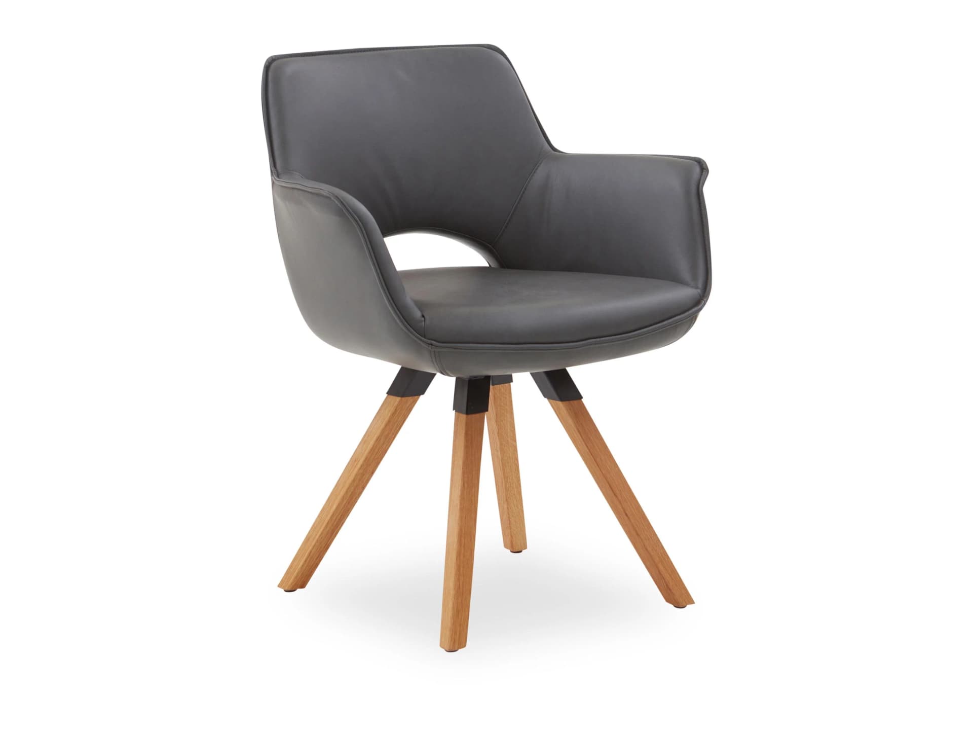 Designstuhl Chester Leder Eiche Massiv