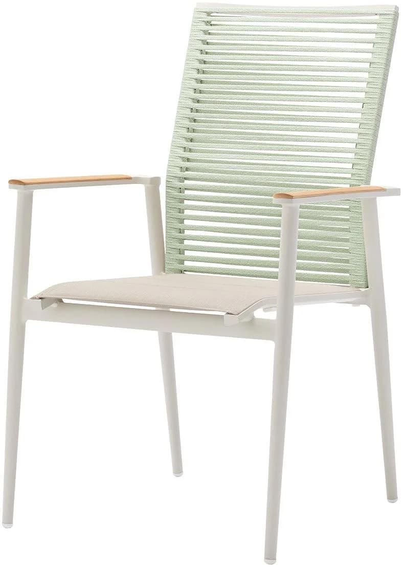 MUSTERRING Freilicht Armlehnstuhl Ivory Grün Stapelbar Aluminium
