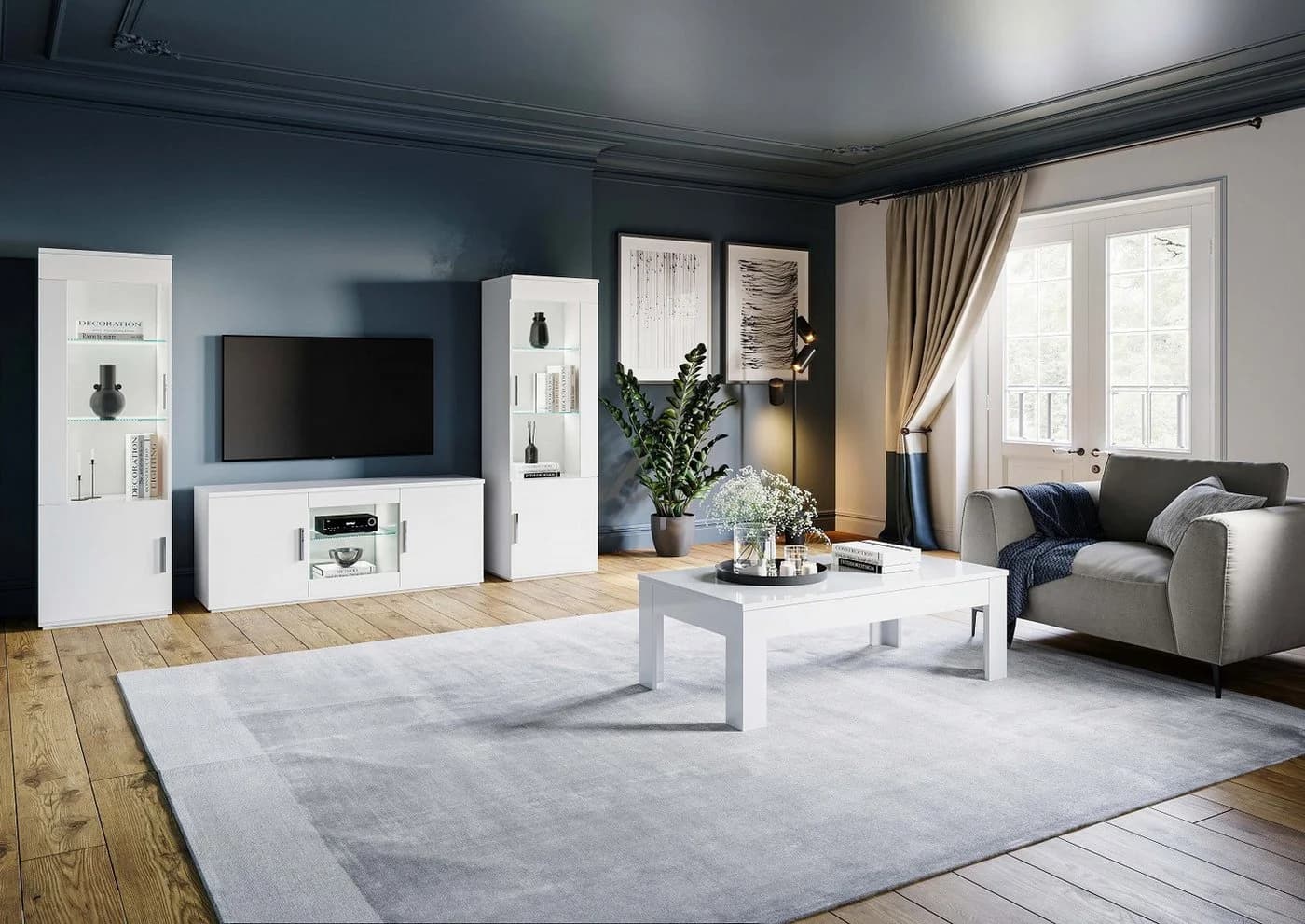 Interdesign24 Couchtisch Venere Weiß Hochglanz Modern