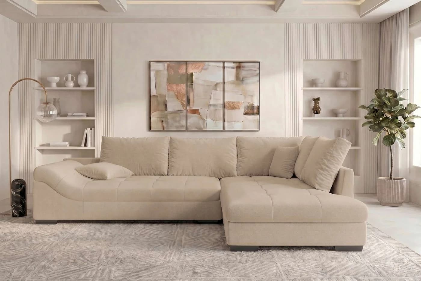 Sofa Dreams Ecksofa Mykonos L Form kurz Beige Strukturstoff
