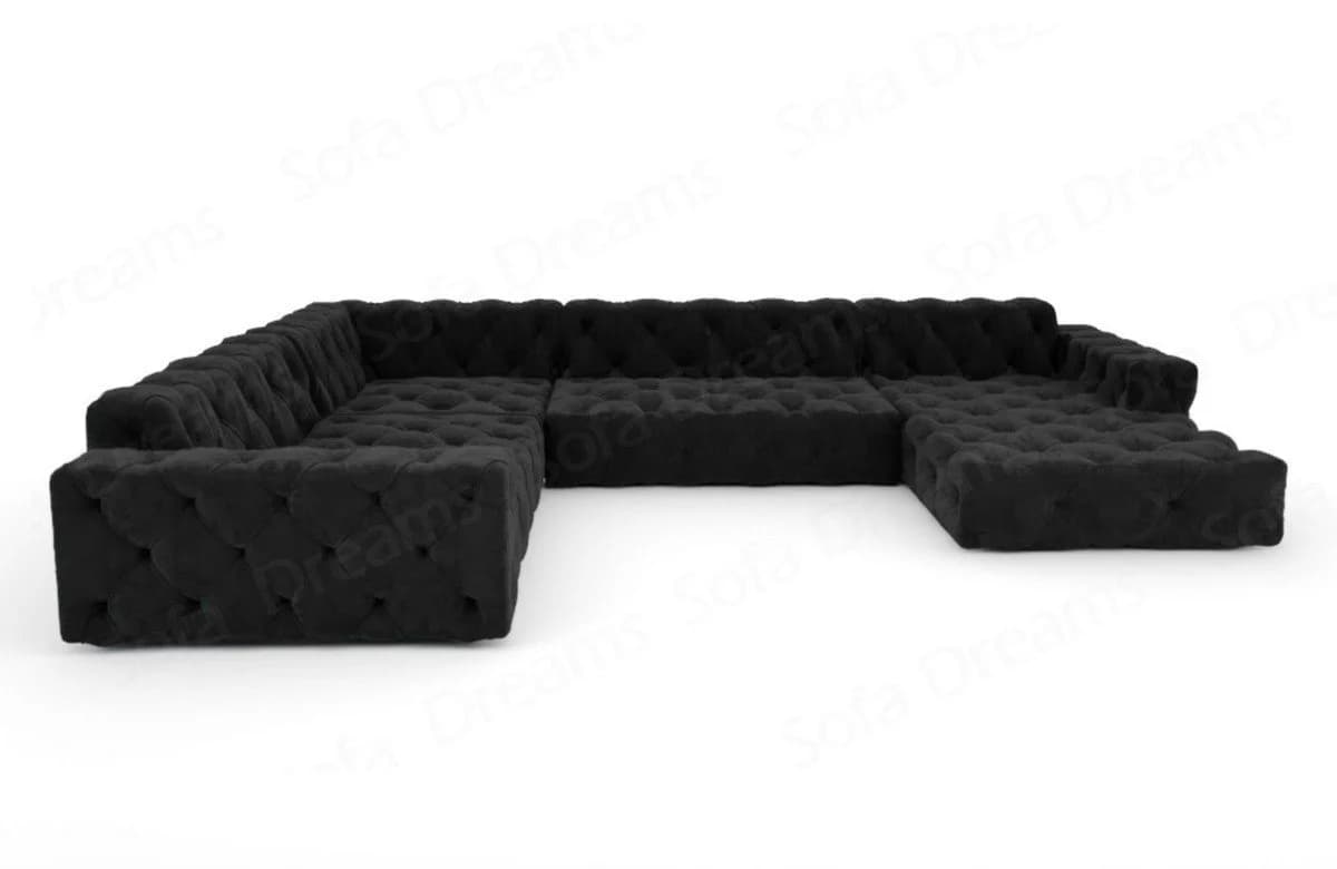 Sofa Dreams Menorca U-Form Samt Sofa Schwarz