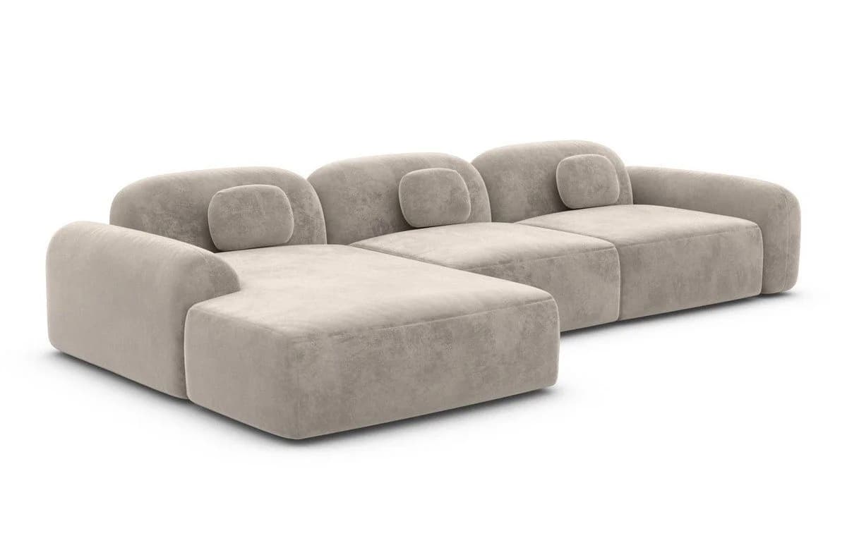 Sofa Dreams Ecksofa Barcelona L Form kurz Samt Bezug Beige