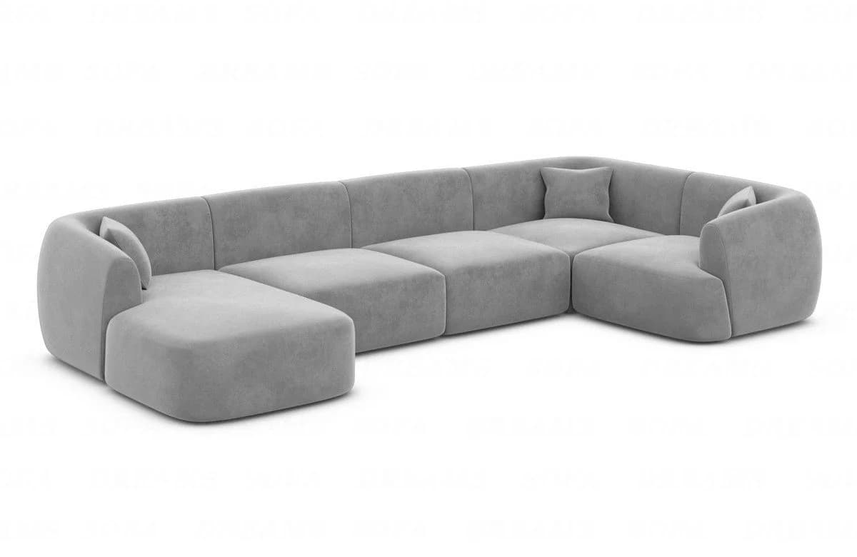Sofa Dreams Wohnlandschaft Tabarca U-Form Polstersofa Samt grau