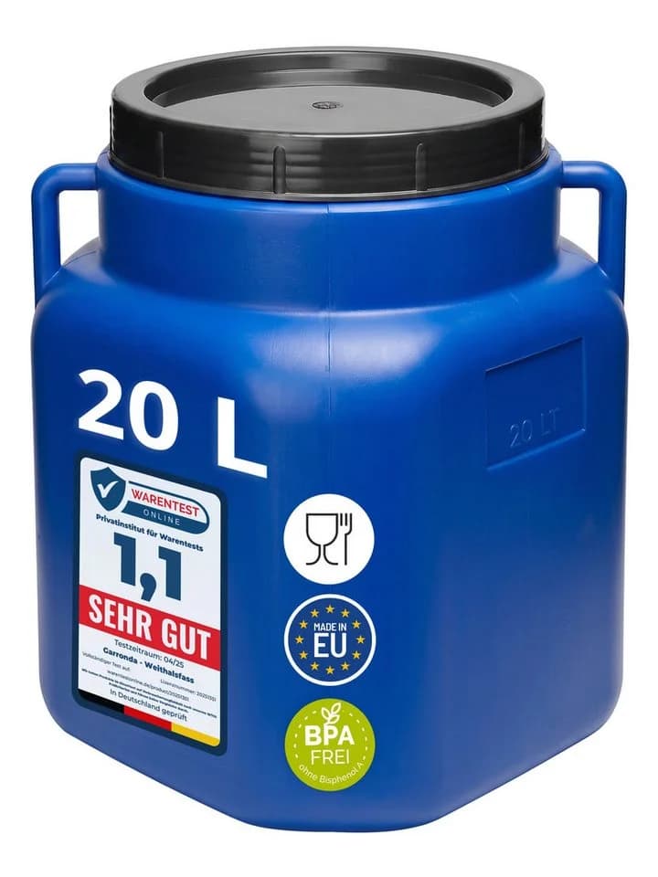 Garronda Regentonne 20L Blau BPA-frei Kunststofffass mit Deckel