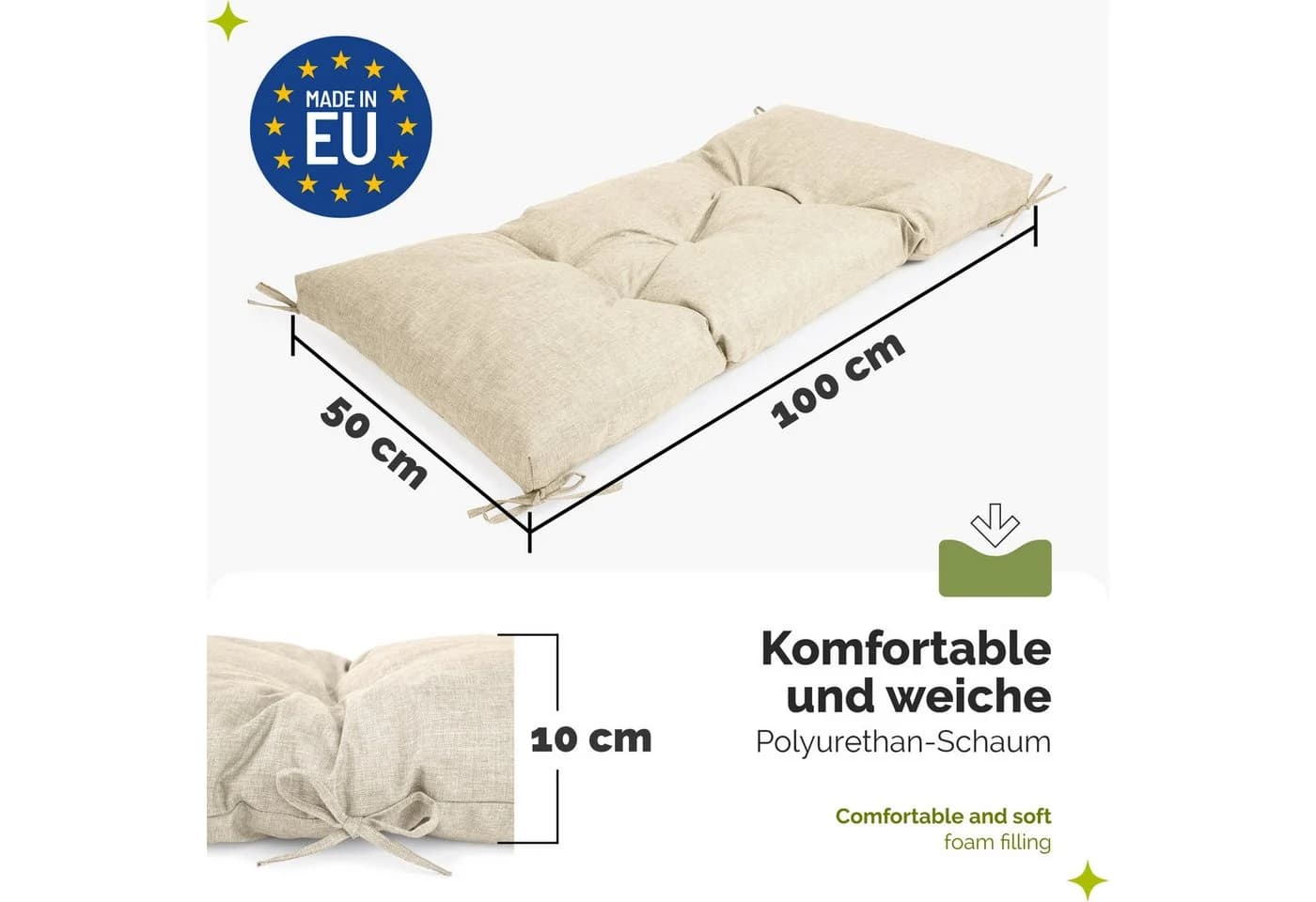 Garronda Bankauflage Cappuccino UV-beständig & Wasserbeständig