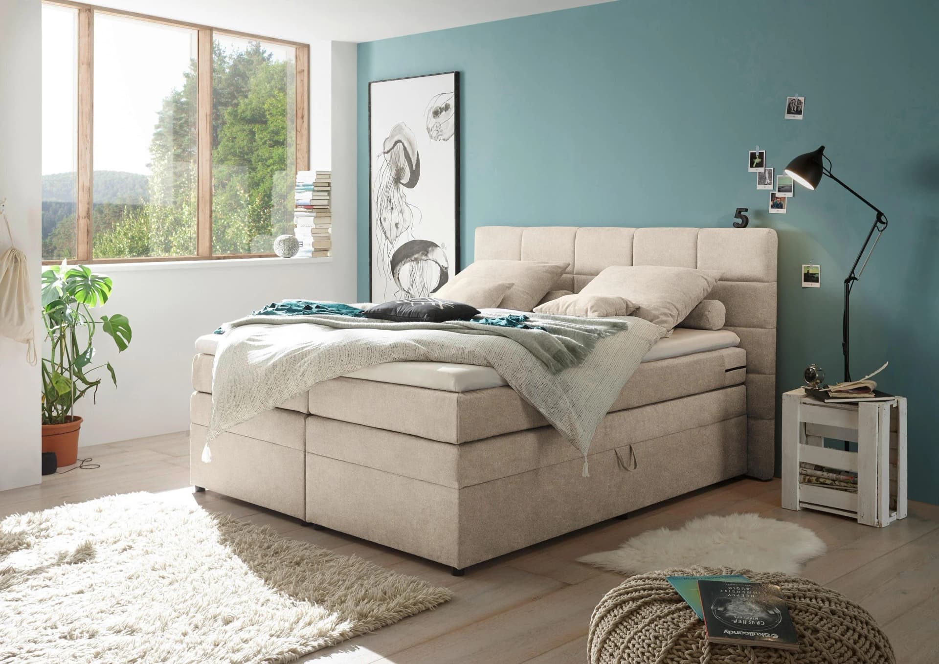 Boxspringbett Tacoma 3 inkl. Topper Sandfarben