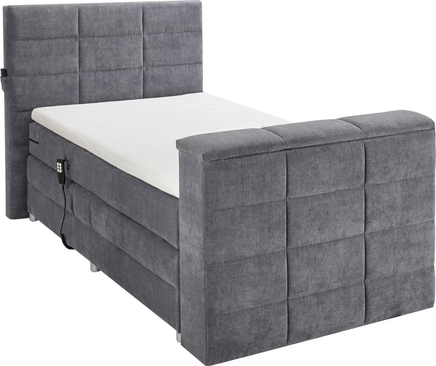 Boxspringbett ED EXCITING DESIGN Denver grau inkl. Motor & TV-Halterung