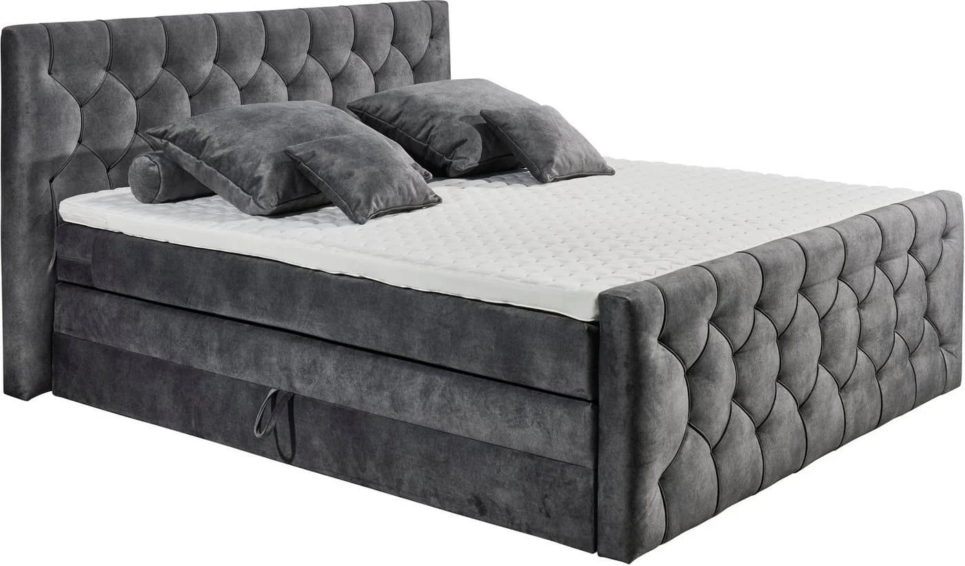 Boxspringbett Cashfield mit Bettkästen und Topper Anthrazit