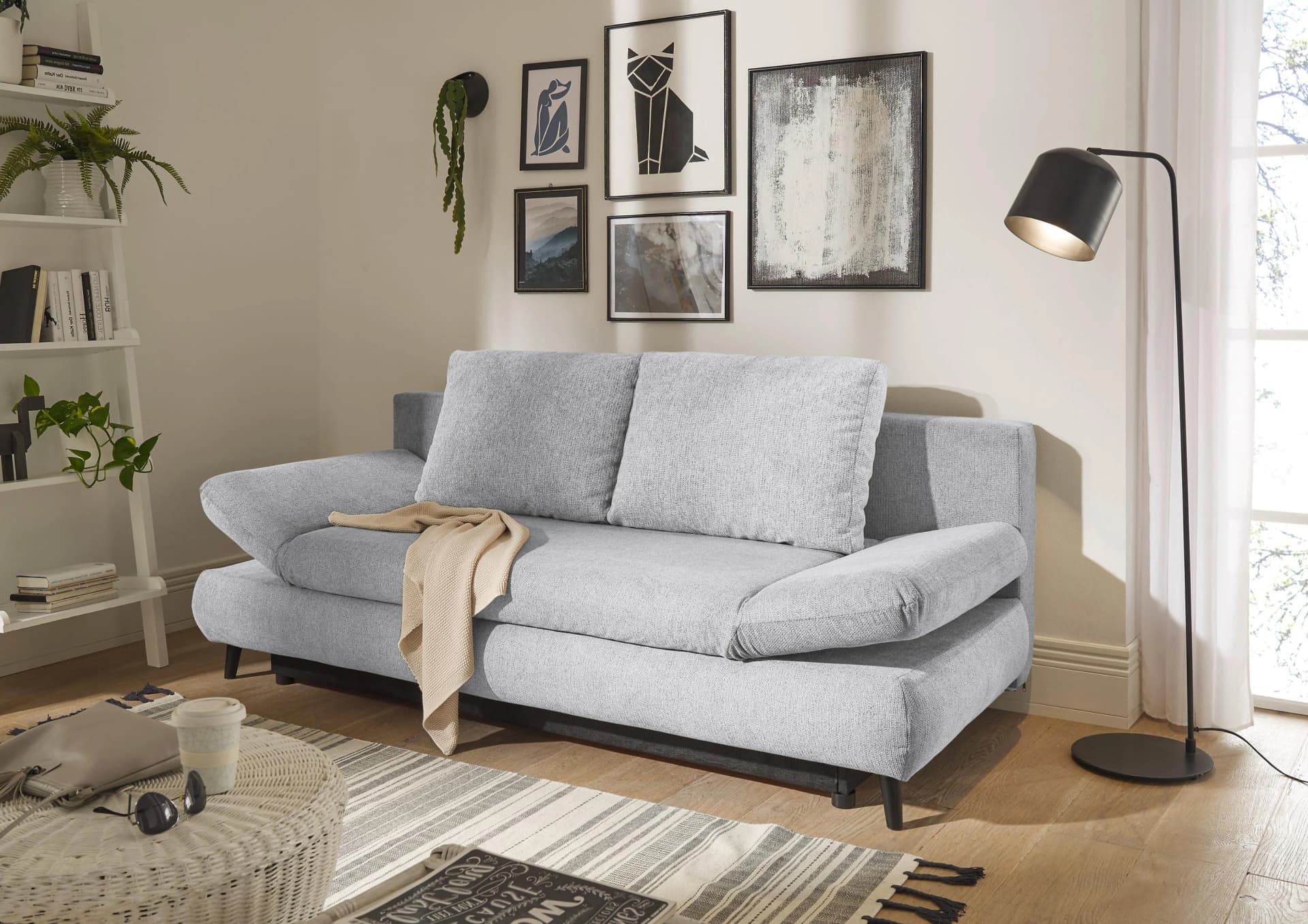 Schlafsofa ED EXCITING DESIGN Sunny Grau mit Bettkasten