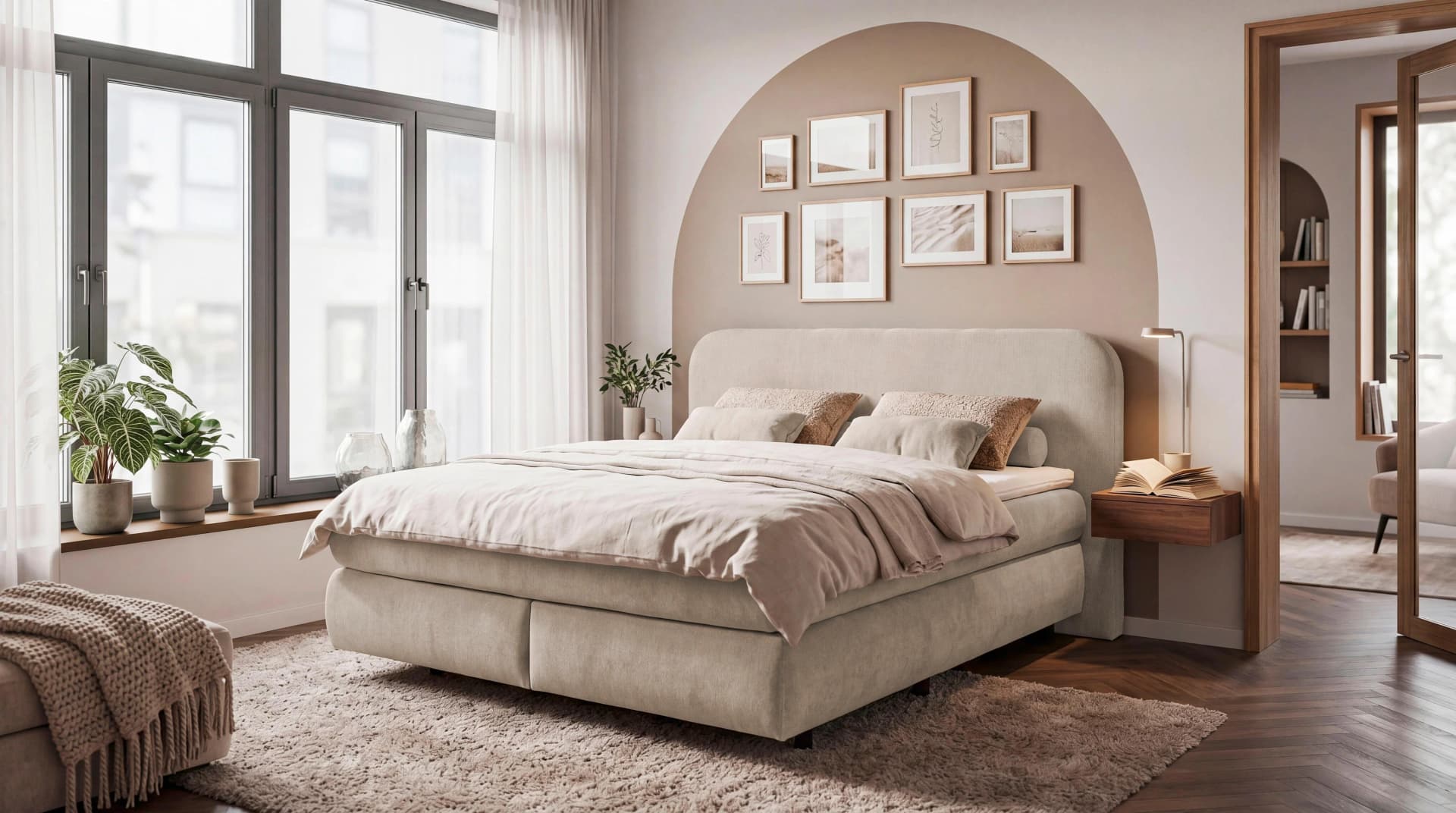 Boxspringbett ELBRUS 180x200 cm mit Topper und gepolstertem Kopfteil
