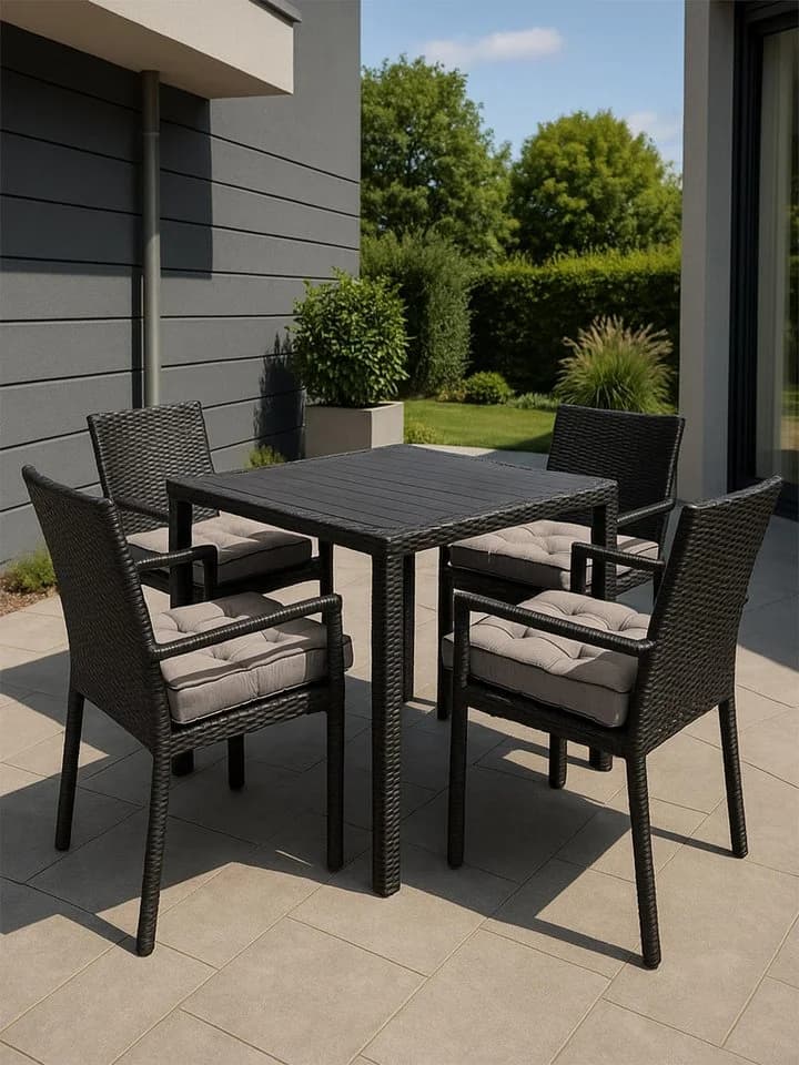 Aspero Sitzauflage 4er Set Beige Polyester Outdoor