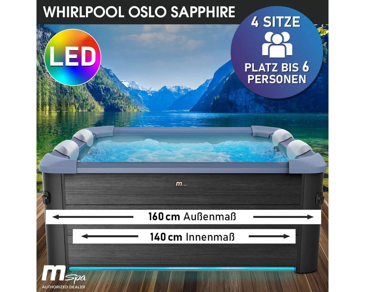 BRAST Whirlpool MSpa Oslo Sapphire & Amber Feste Außenwand LED