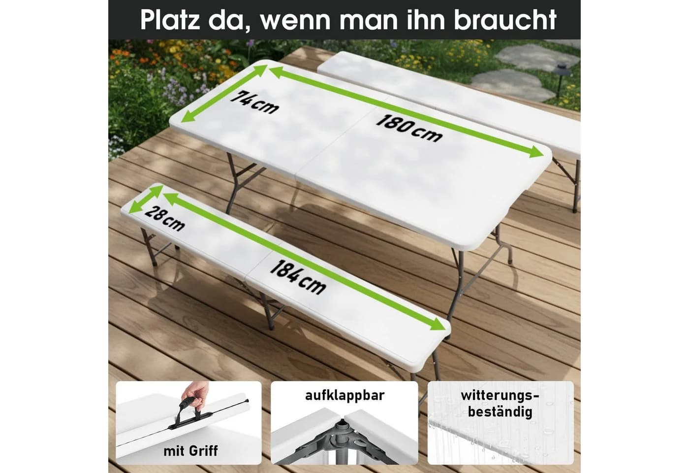 BRAST Bierzeltgarnitur Josef 3er Set klappbar weiß