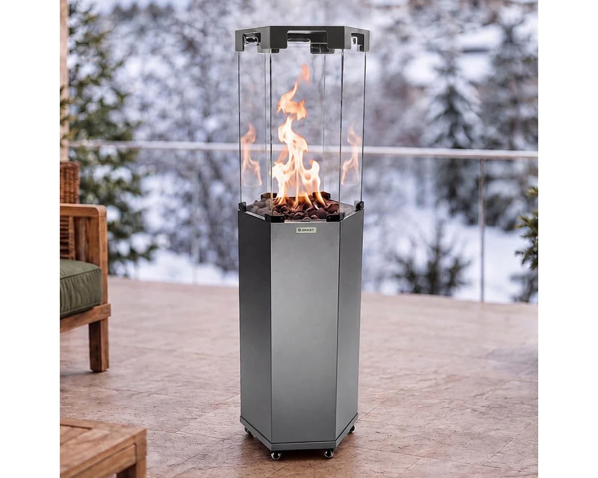 BRAST Gasheizstrahler FLAME Anthrazit mit Feuerglas