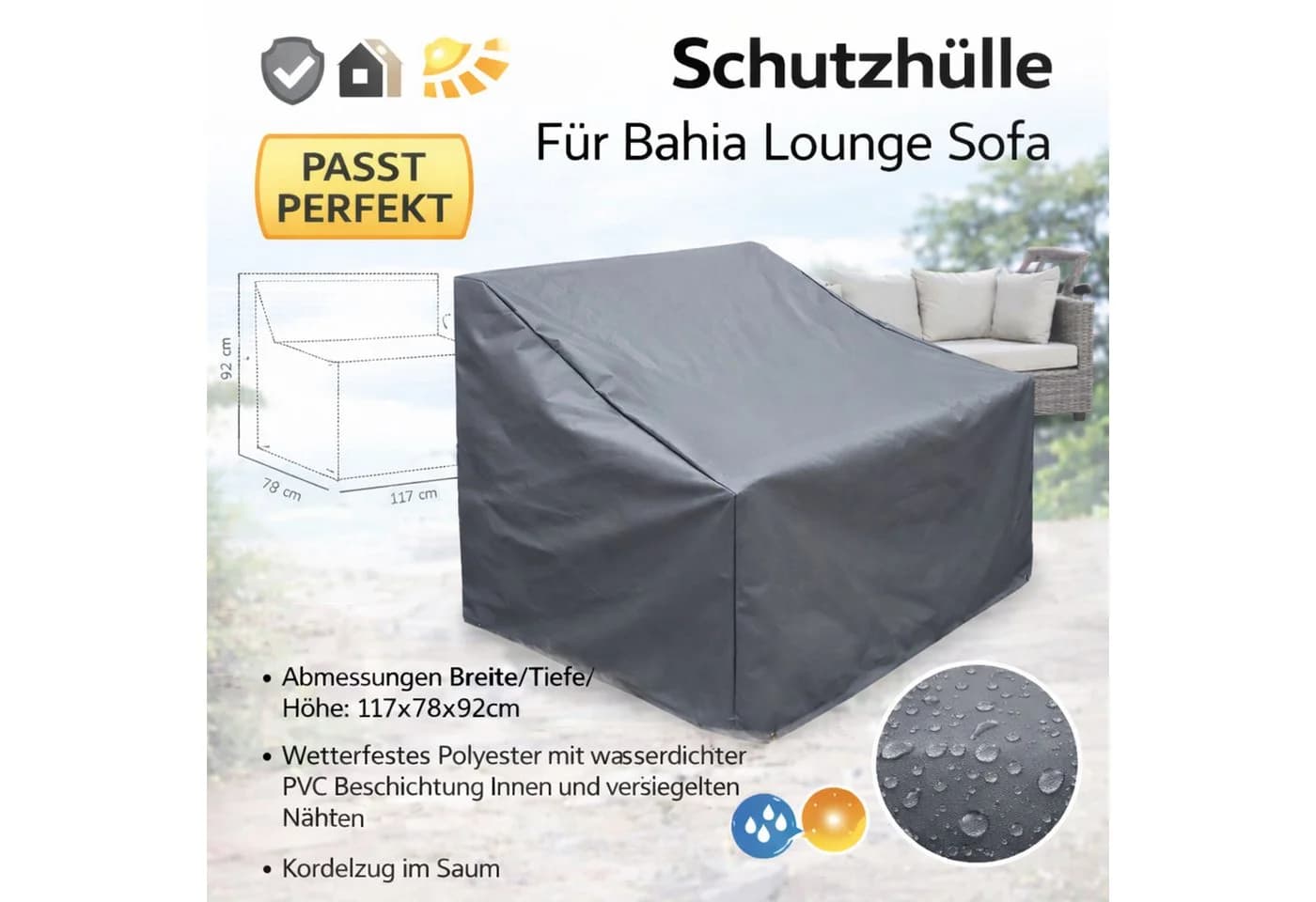 Quick Star Schutzhülle Bahia Sofa Grau Wetterfest