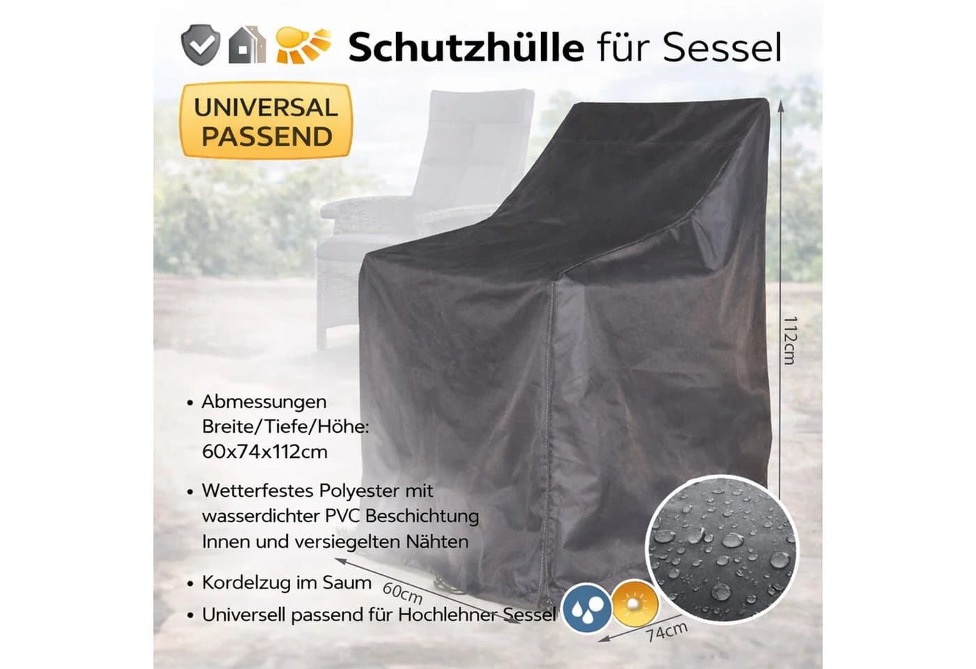 Quick Star Schutzhülle Hochlehner- & Stapelstuhl Grau 280g Polyester