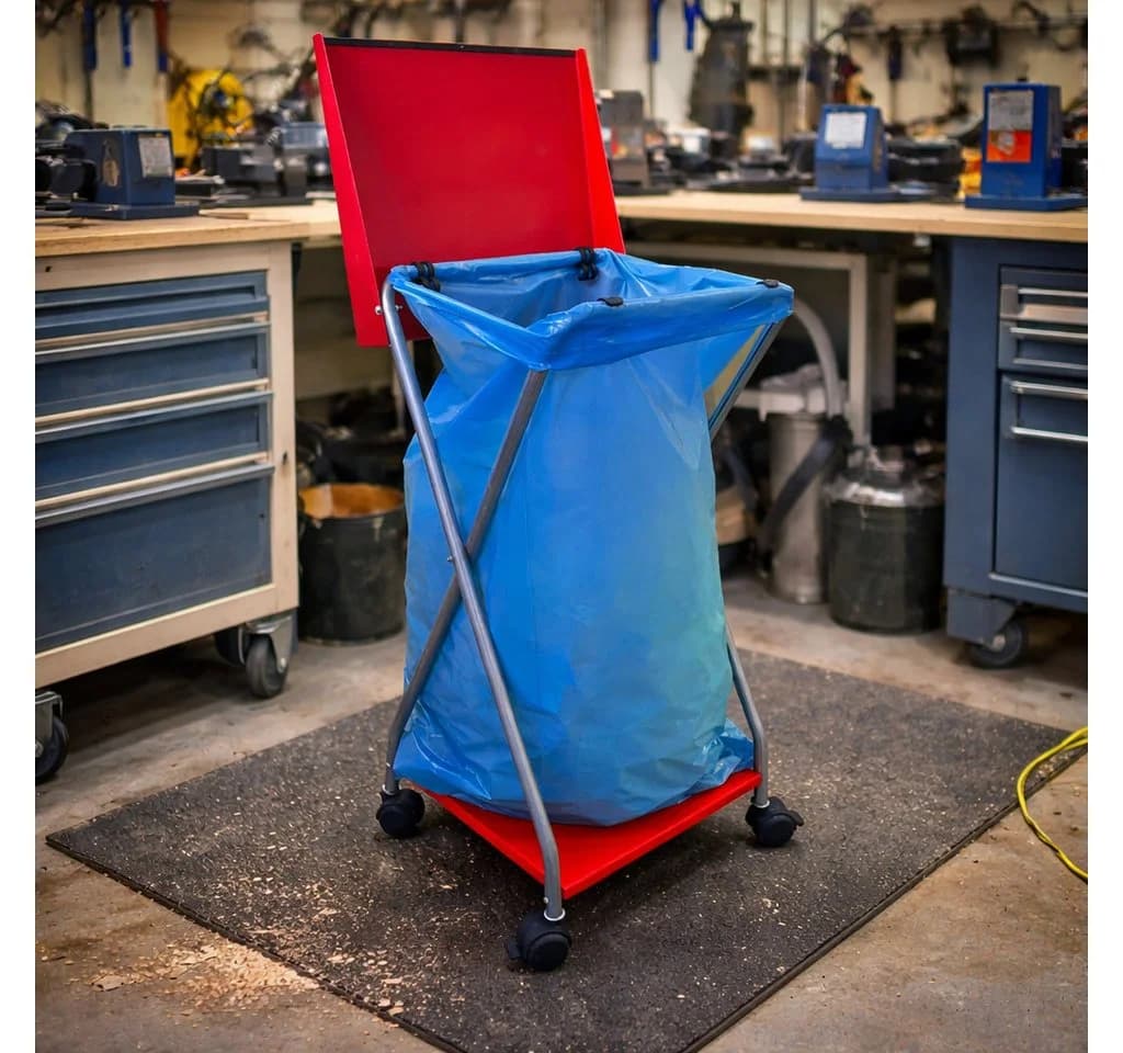 Quick Star Müllsackständer 120L Rot mit 4 Rollen