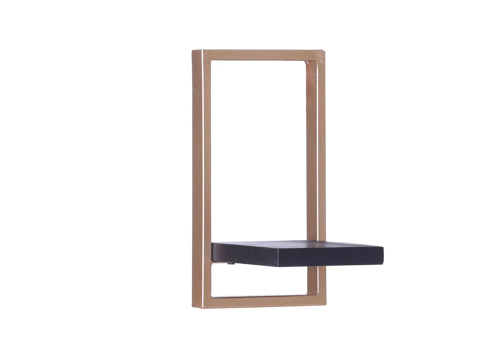 Wandregal PORTO Metallgold Akazienmassiv Schwarz