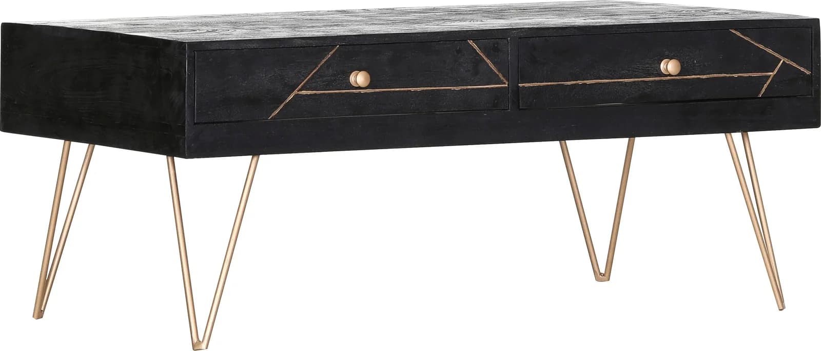 GUTMANN FACTORY Scan Couchtisch Schwarz Gold Massivholz