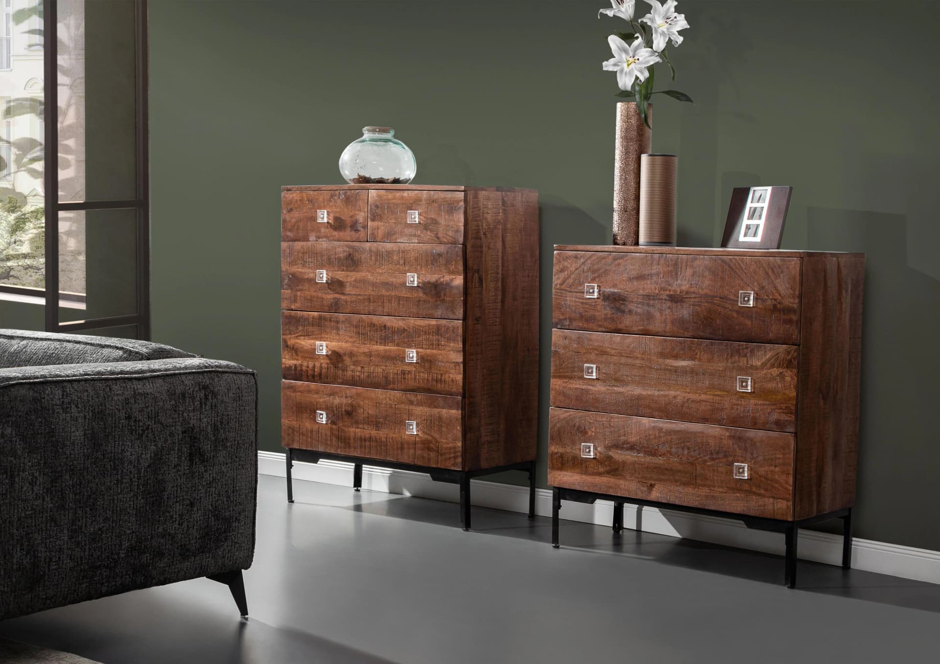 Kommode GUTMANN FACTORY Braun Massivholz 5 Schubladen
