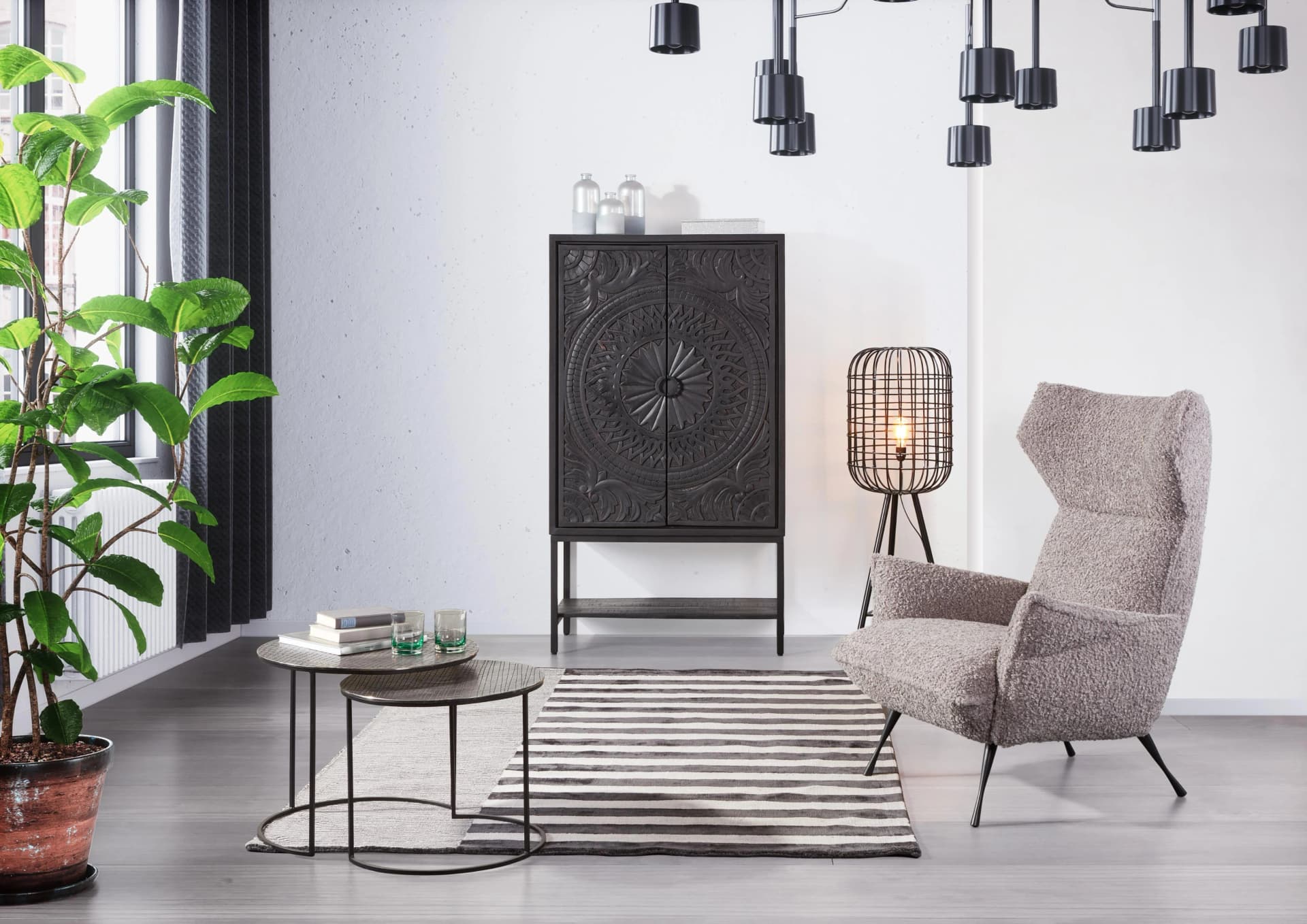 Highboard GUTMANN FACTORY Schwarz Massivholz