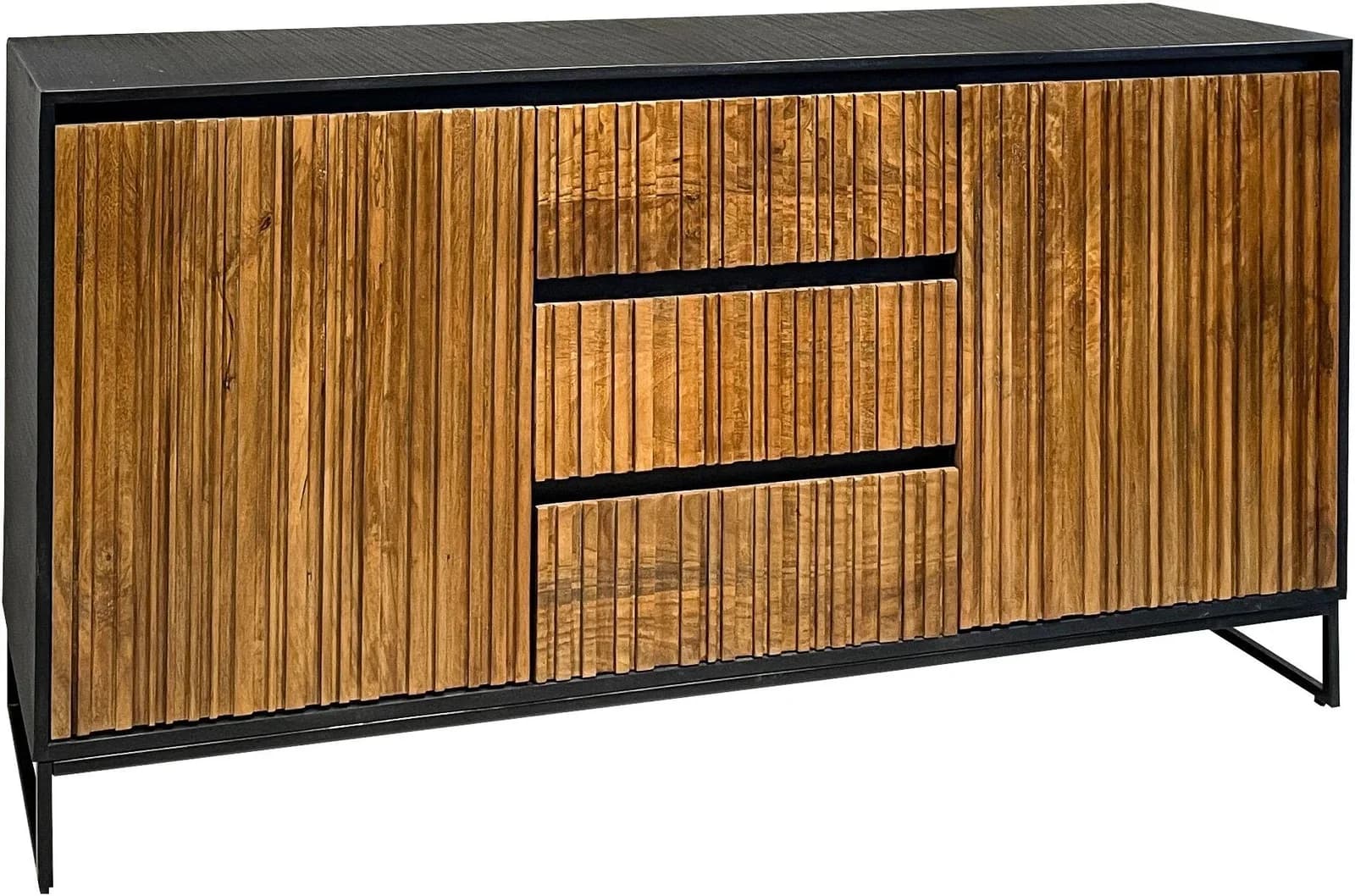 GUTMANN FACTORY Sideboard Braun/Schwarz Holz Teilmassiv 145cm