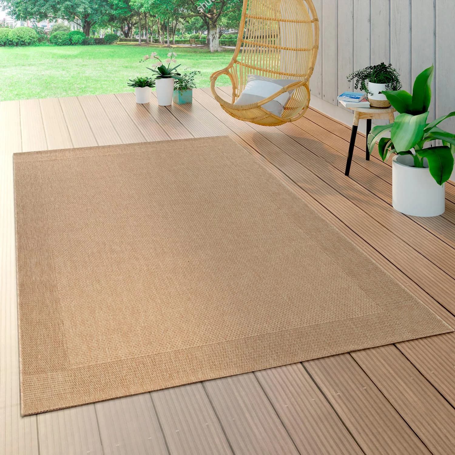 PACO HOME Teppich Waregem 621 Beige Outdoor Polypropylen