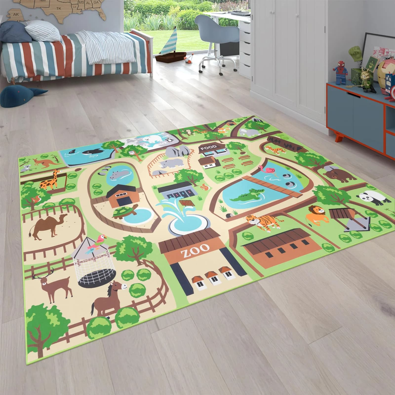 PACO HOME Kinderteppich Bino 563 Beige Kurzflor Motiv Straße