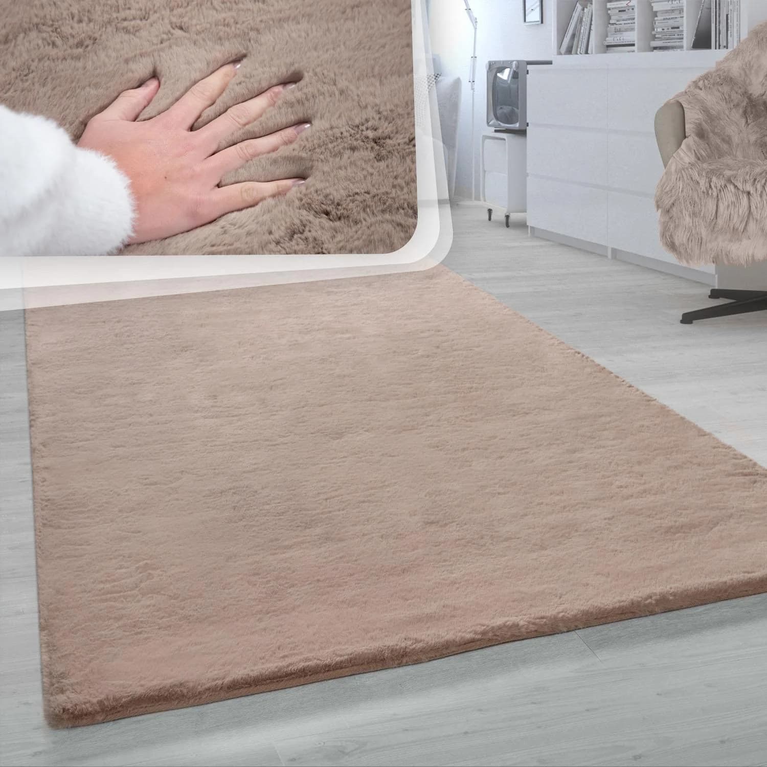 Paco Home Fellteppich Rabbit 780 Beige Hochflor Polyester