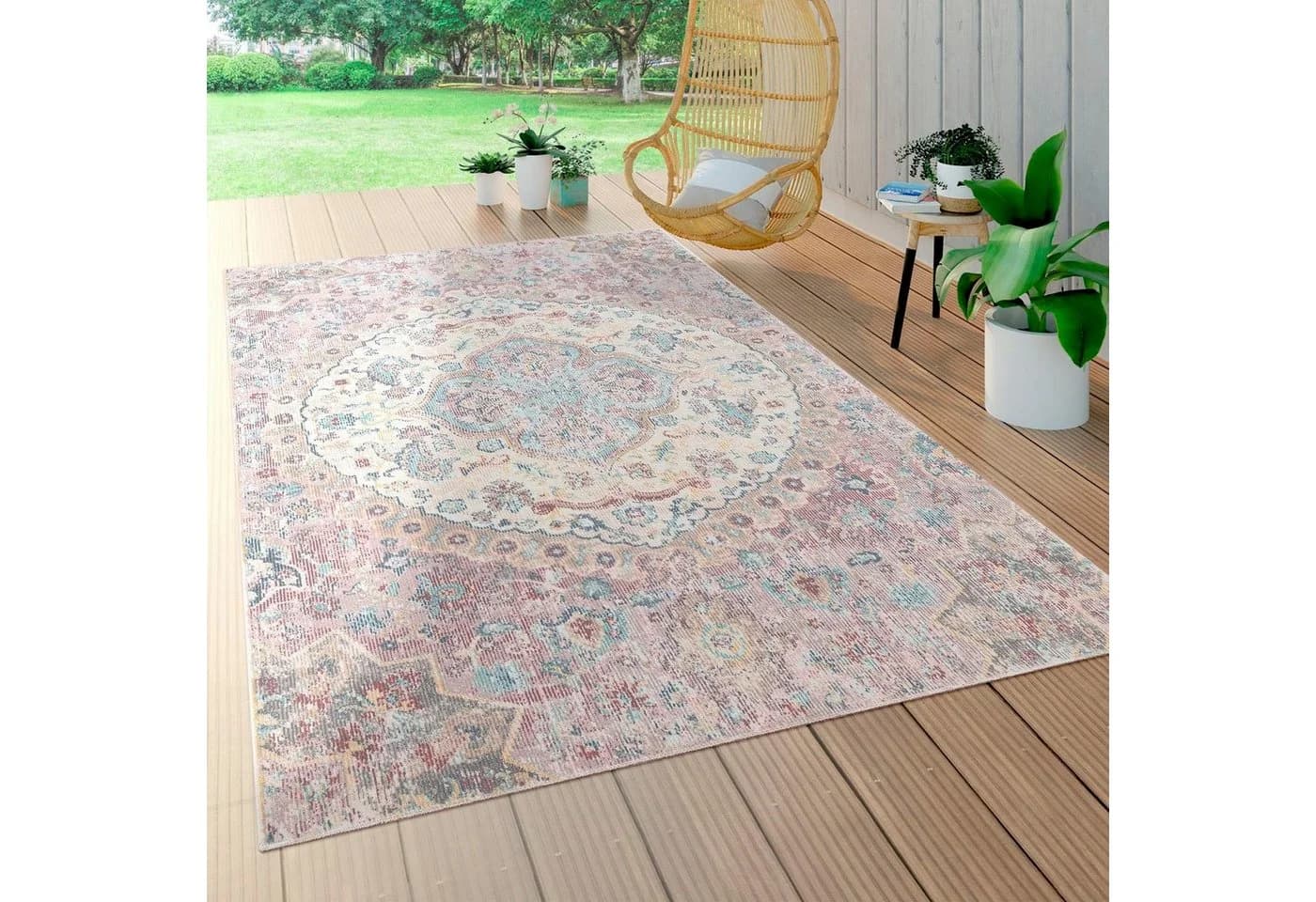 PACO HOME Teppich Torres 271 Pink Vintage Outdoor